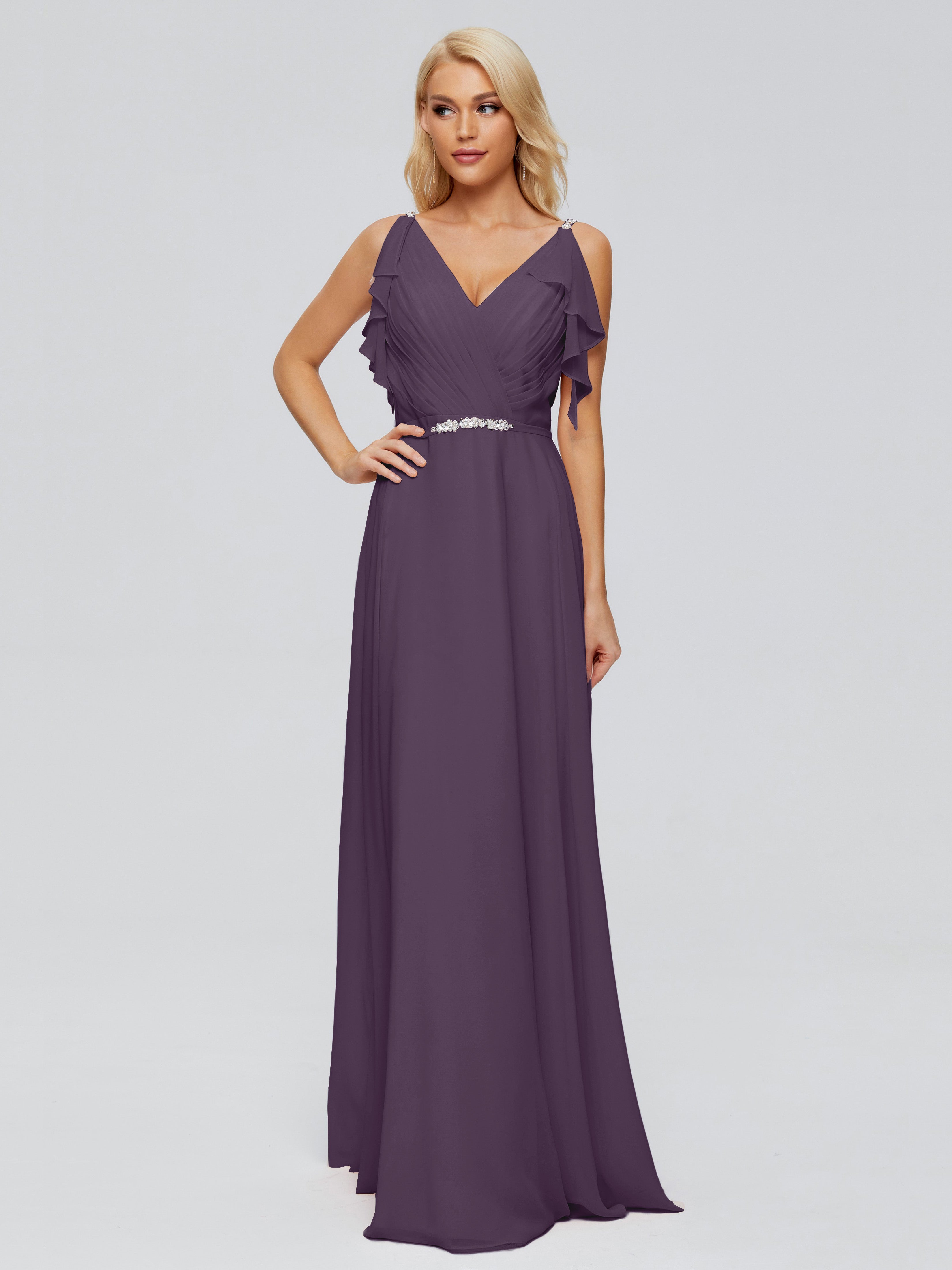 Robe De Demoiselle D'Honneur En Plum Trapèze Dos En V Robes Demoiselle D'Honneur