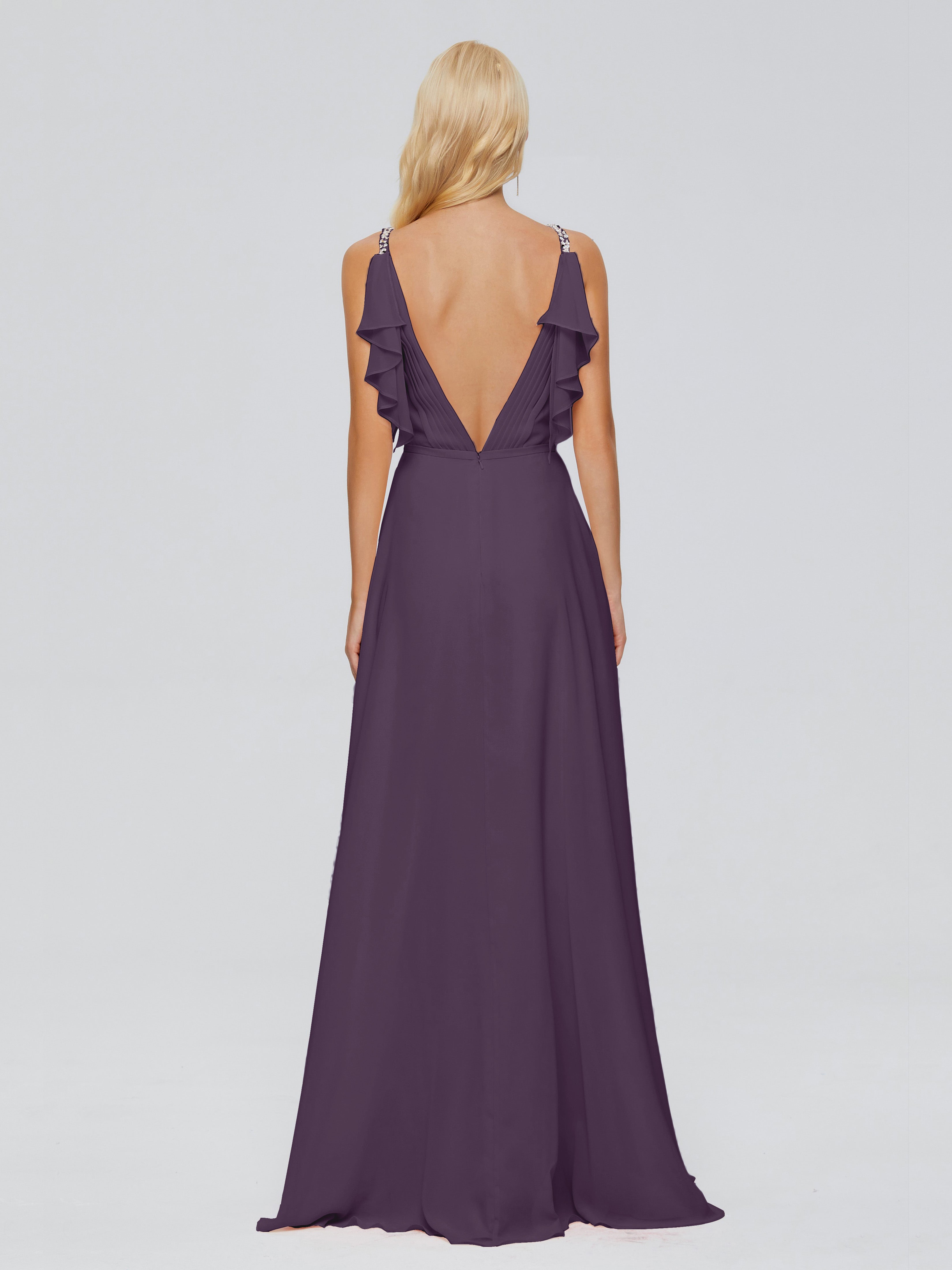 Robe De Demoiselle D'Honneur En Plum Trapèze Dos En V Robes Demoiselle D'Honneur