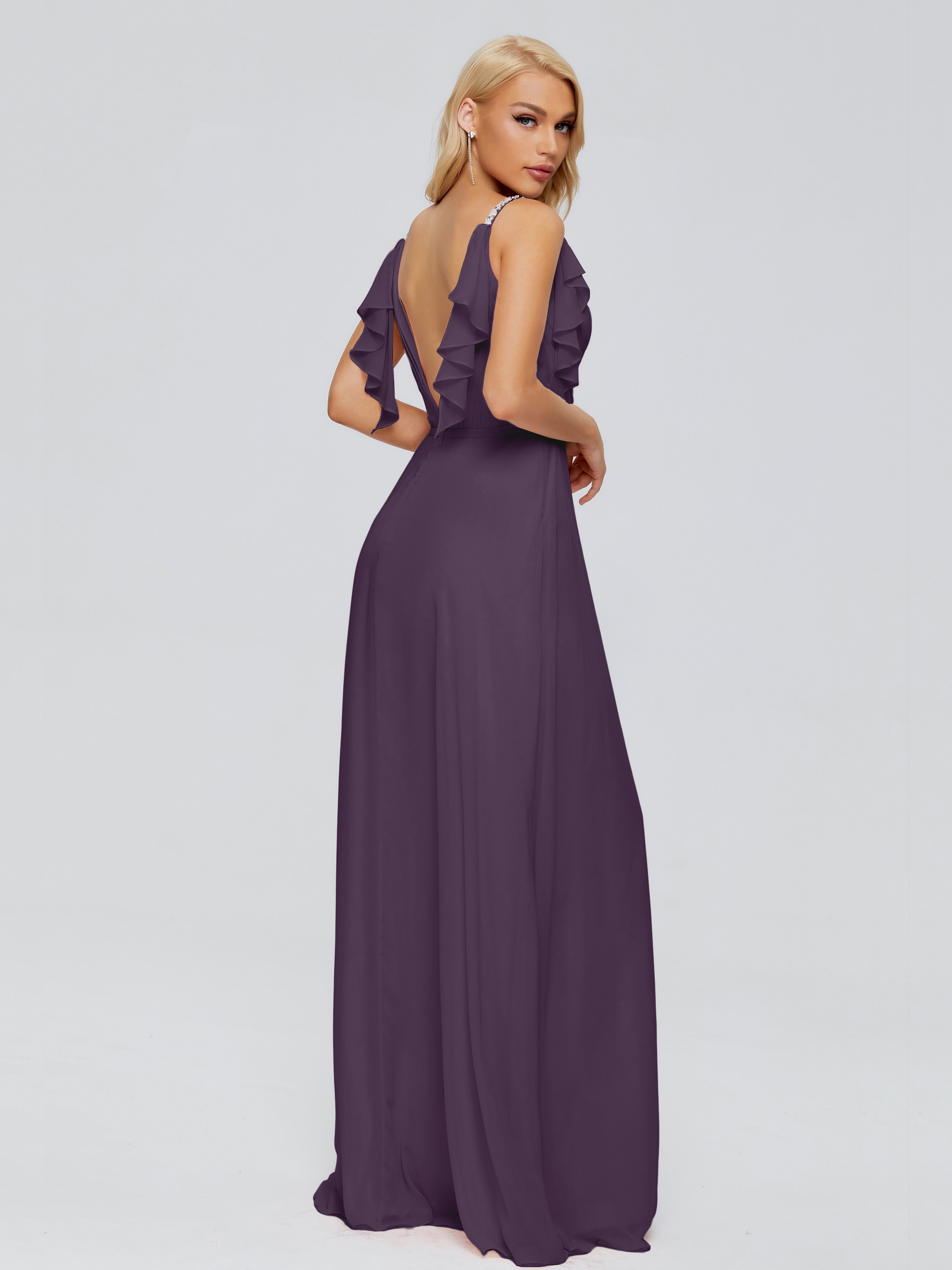 Robe De Demoiselle D'Honneur En Plum Trapèze Dos En V Robes Demoiselle D'Honneur
