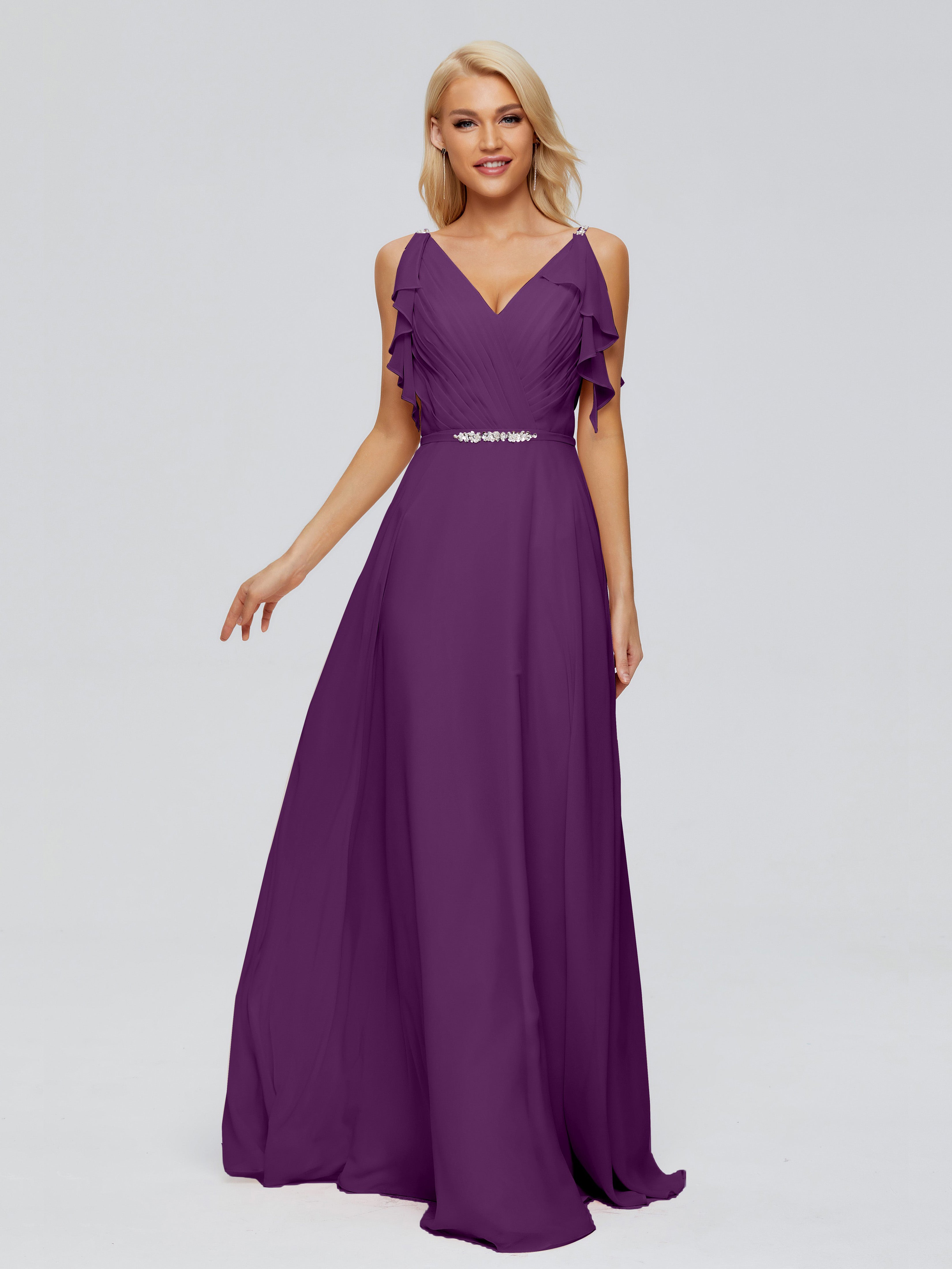Robes De Demoiselle D'Honneur En Raisin A-ligne Dos En V Robes Demoiselle D'Honneur