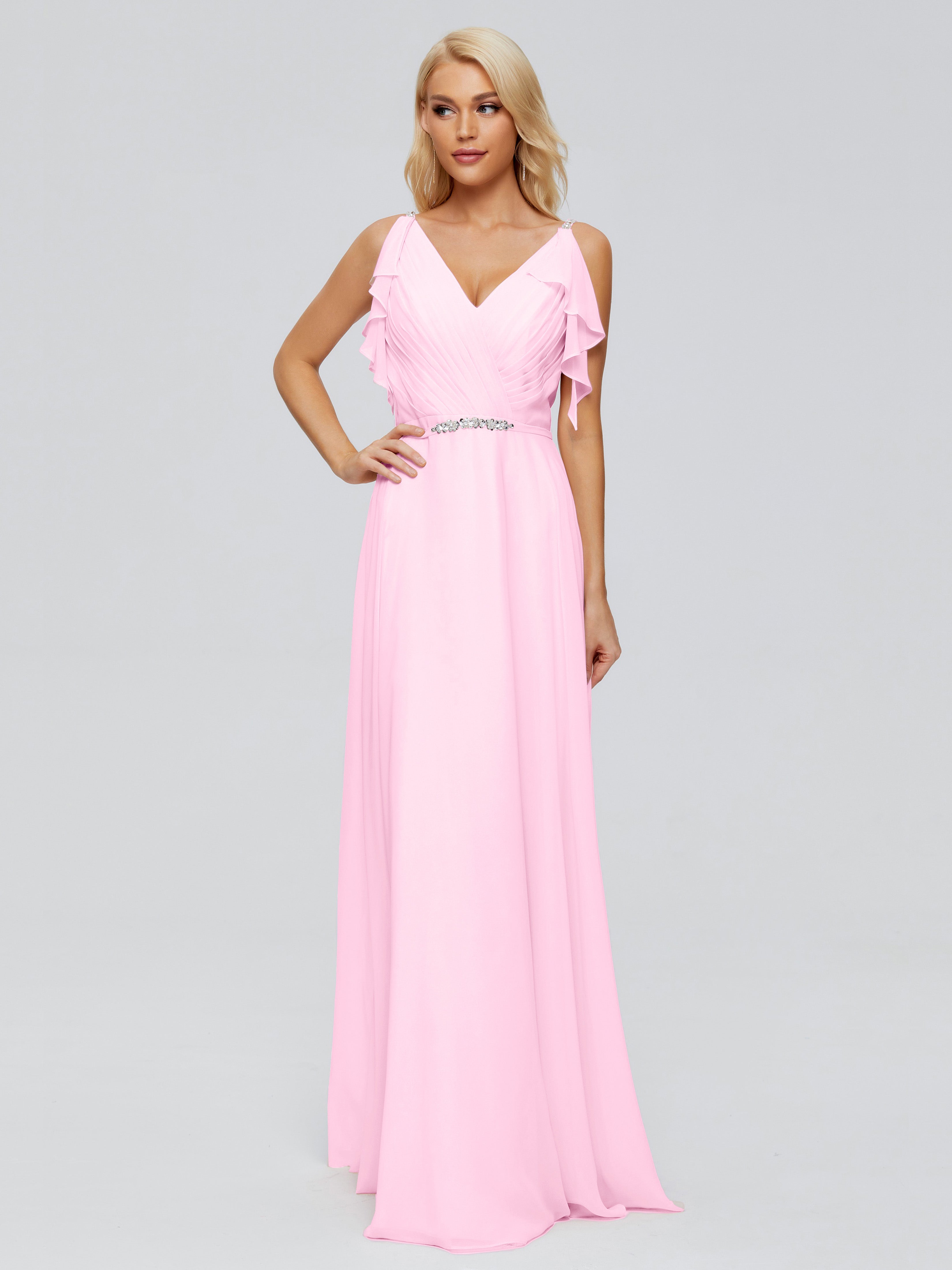 Robes De Demoiselle D'Honneur Rose Bonbon Trapèze Dos En V Robes Demoiselle D'Honneur