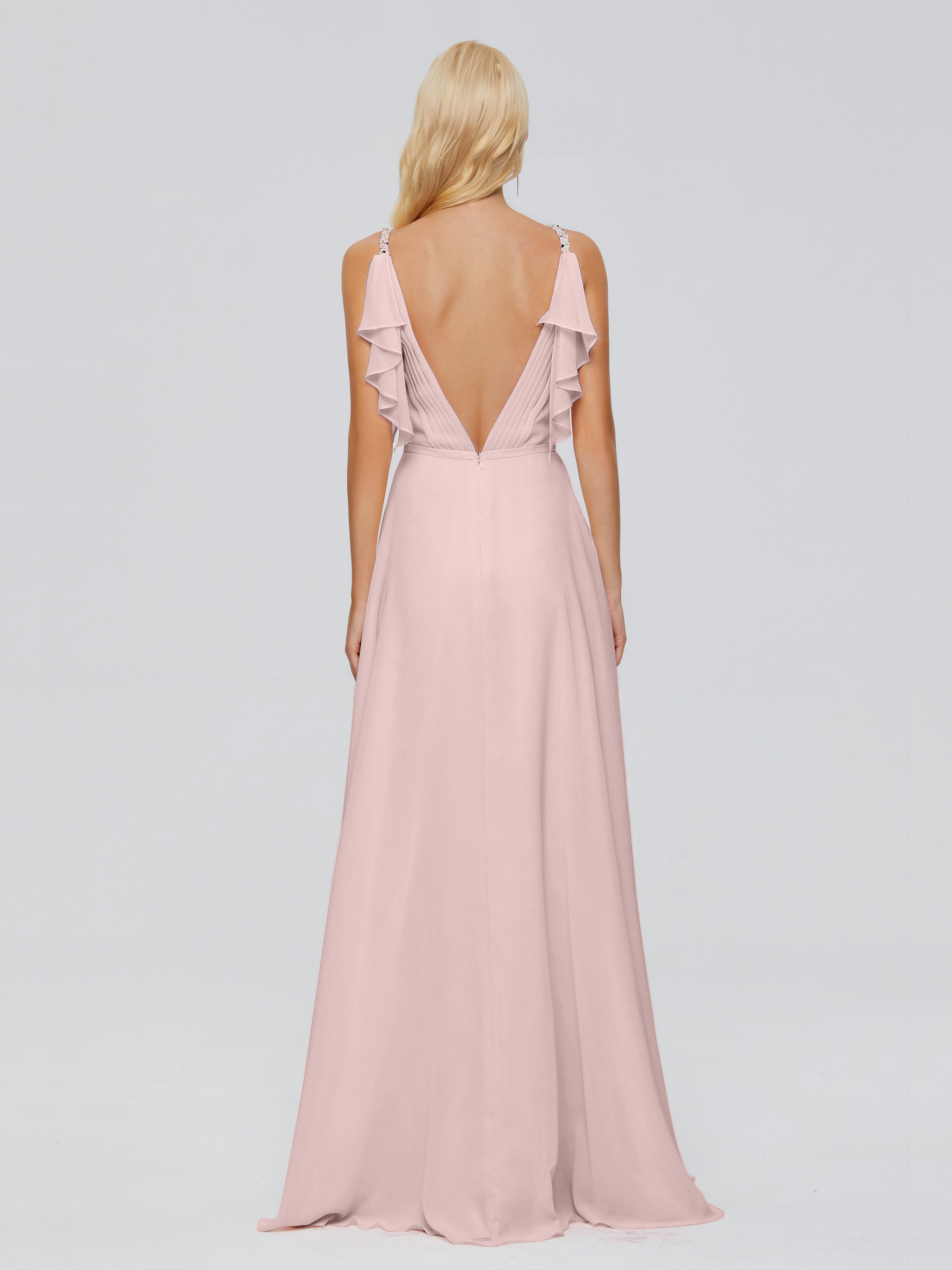 Robe Demoiselle D Honneur Rose Poudre Trapèze Dos En V Robes Demoiselle D'Honneur