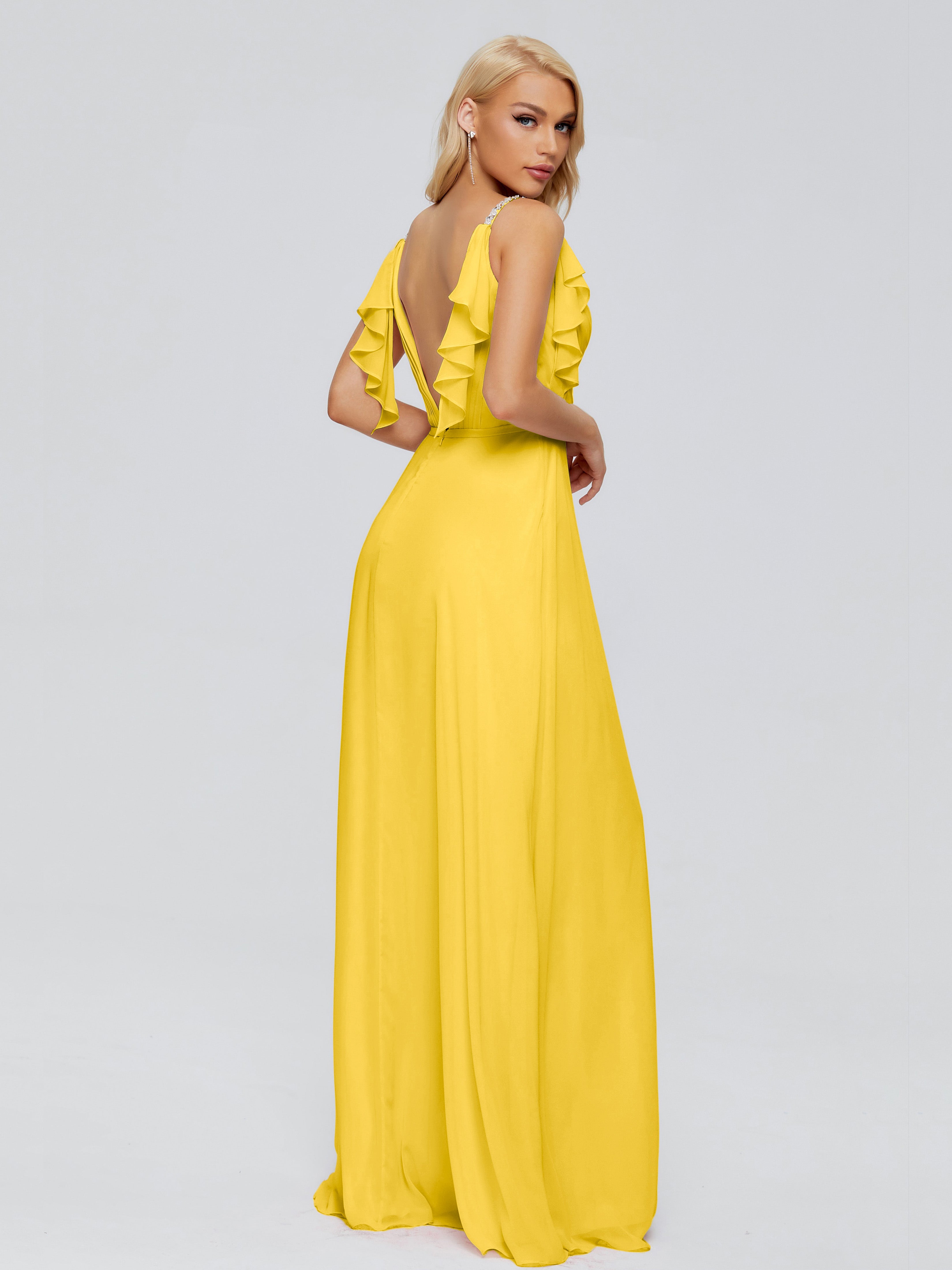 Robe De Demoiselle D'Honneur Souci A-ligne Dos En V Robes Demoiselle D'Honneur