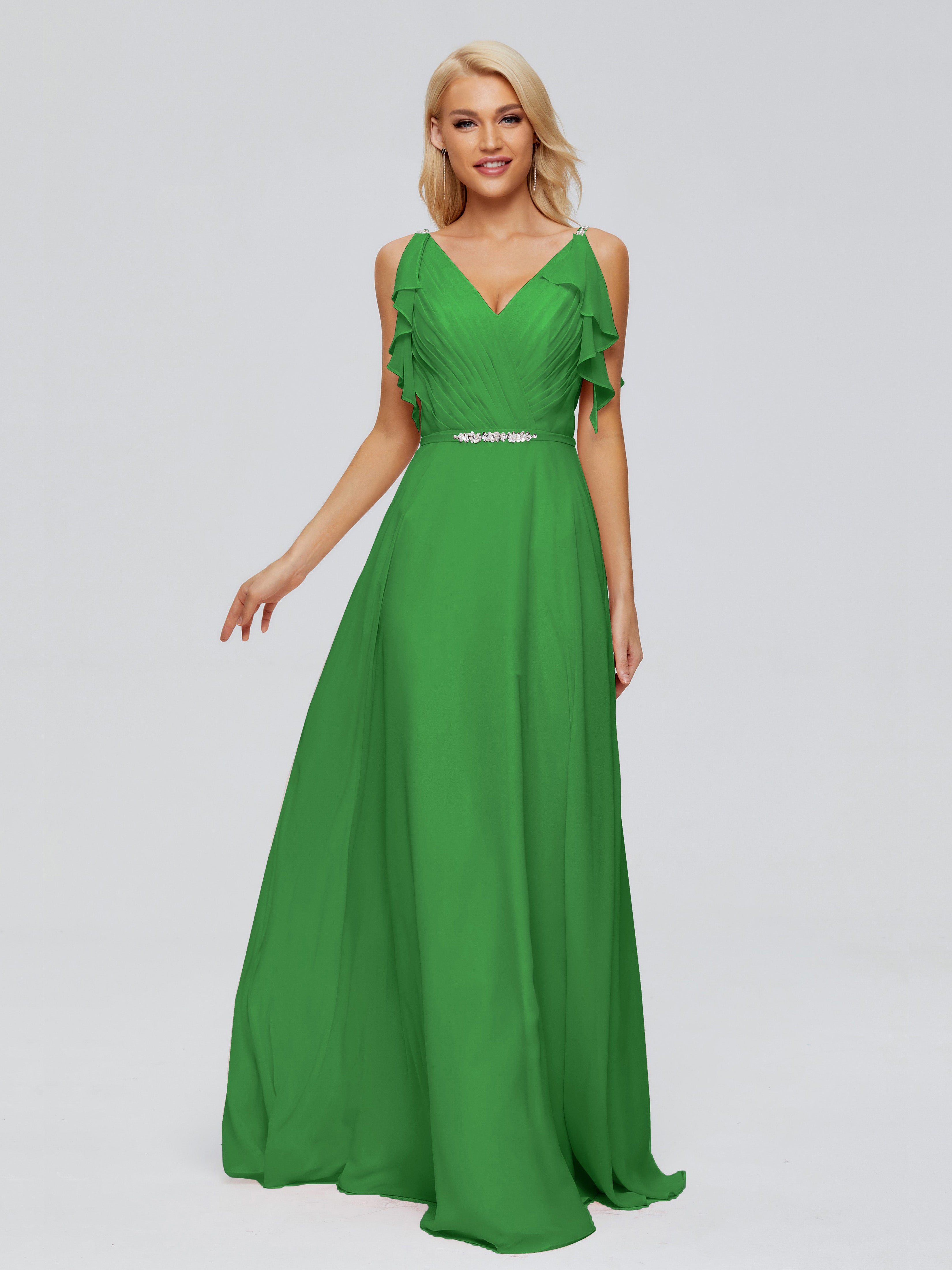 Robe Vert Emeraude Demoiselle D Honneur Trapèze Dos En V Robes Demoiselle D'Honneur