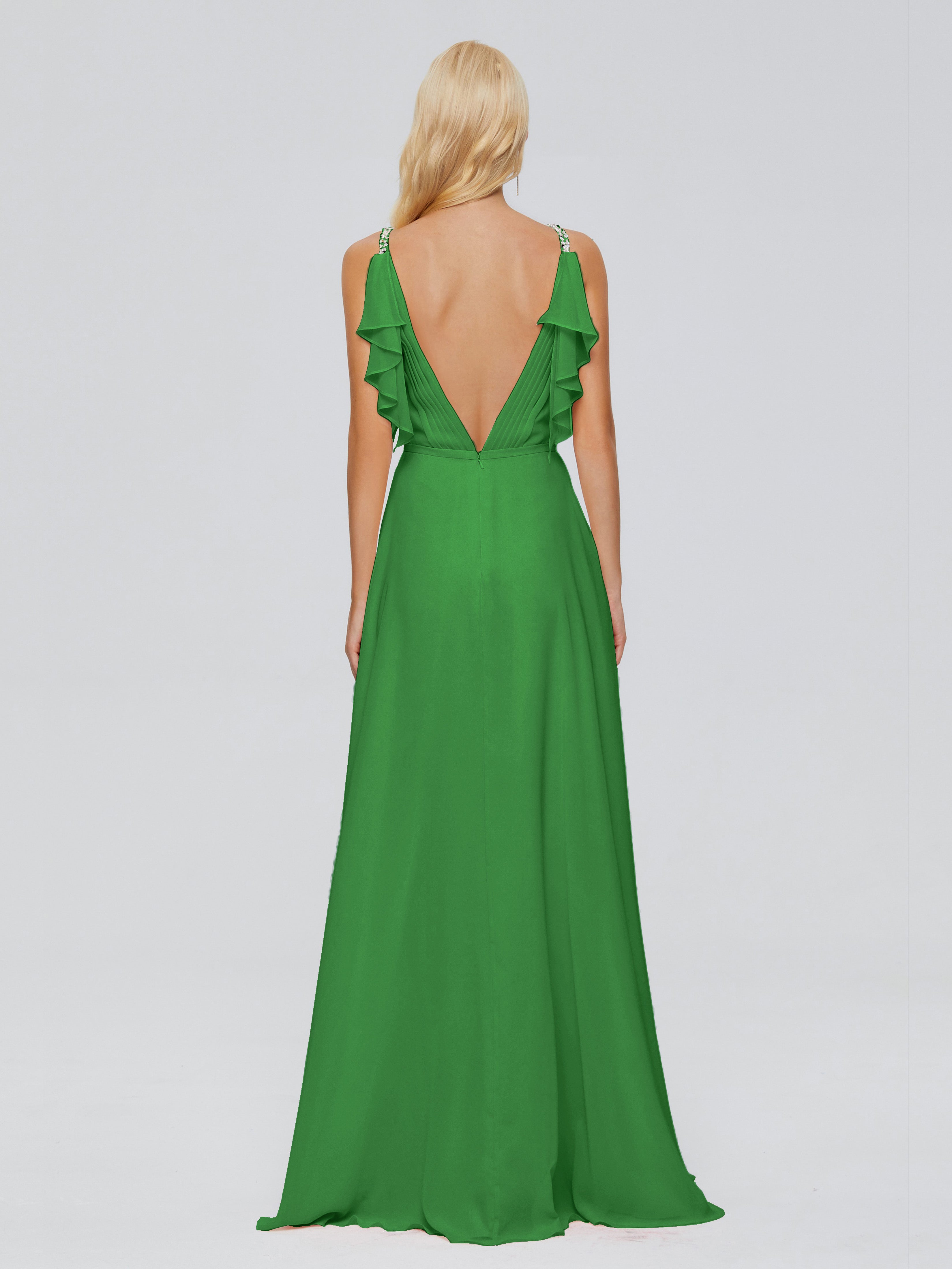 Robe Vert Emeraude Demoiselle D Honneur Trapèze Dos En V Robes Demoiselle D'Honneur
