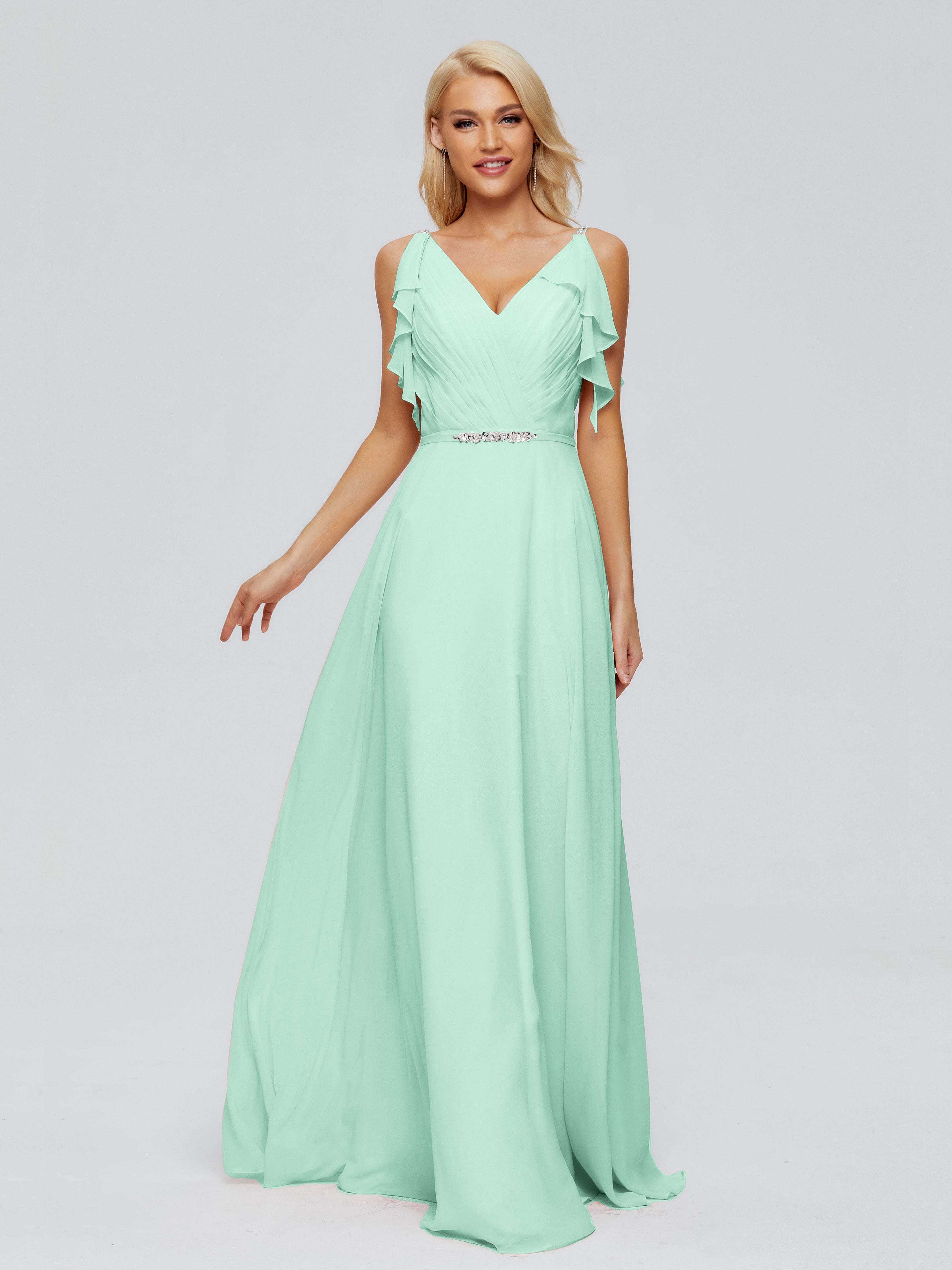 Robe De Demoiselle D Honneur Turquoise Trapèze Dos En V Robes Demoiselle D'Honneur