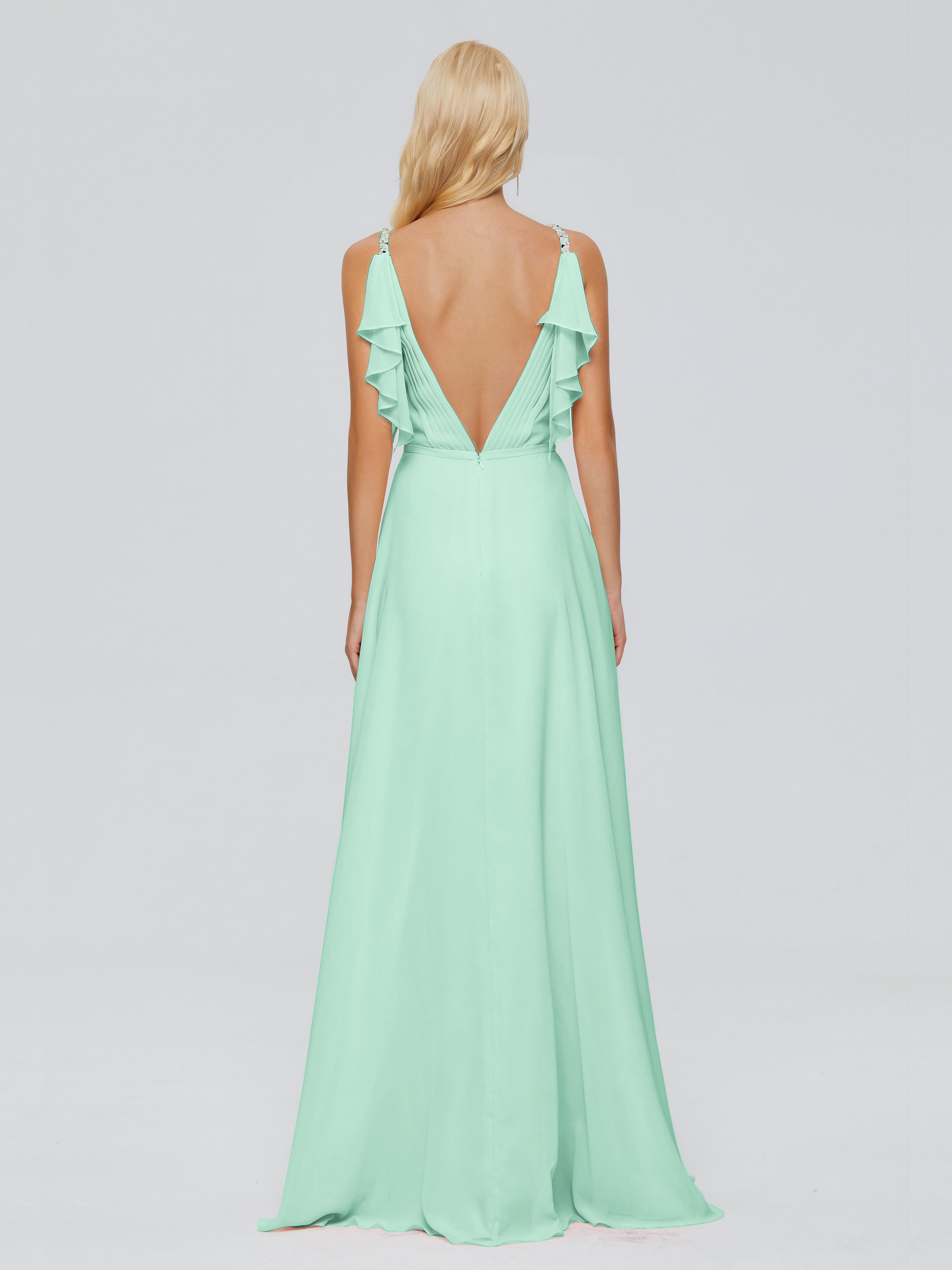 Robe De Demoiselle D Honneur Turquoise Trapèze Dos En V Robes Demoiselle D'Honneur