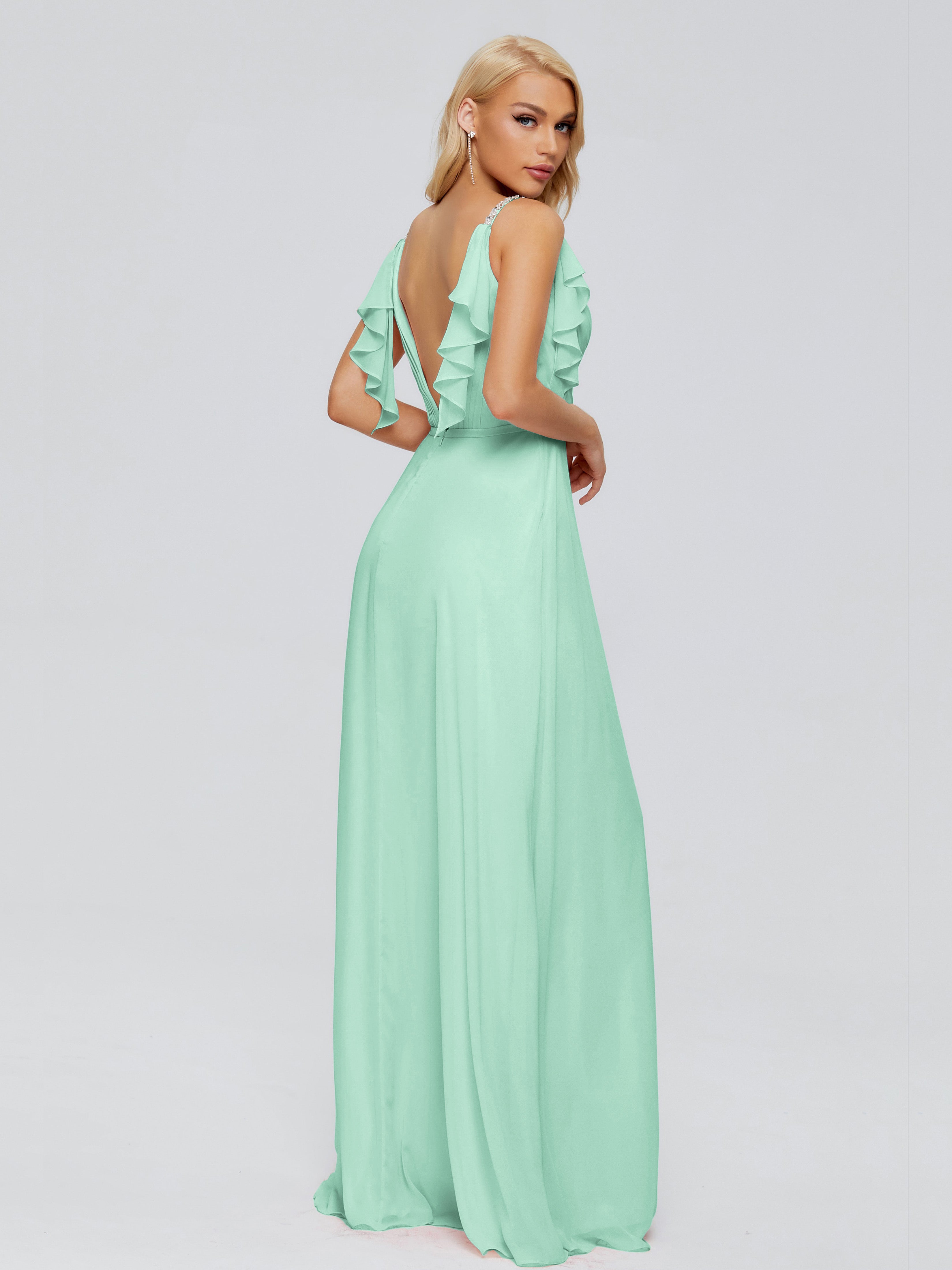 Robe De Demoiselle D Honneur Turquoise Trapèze Dos En V Robes Demoiselle D'Honneur