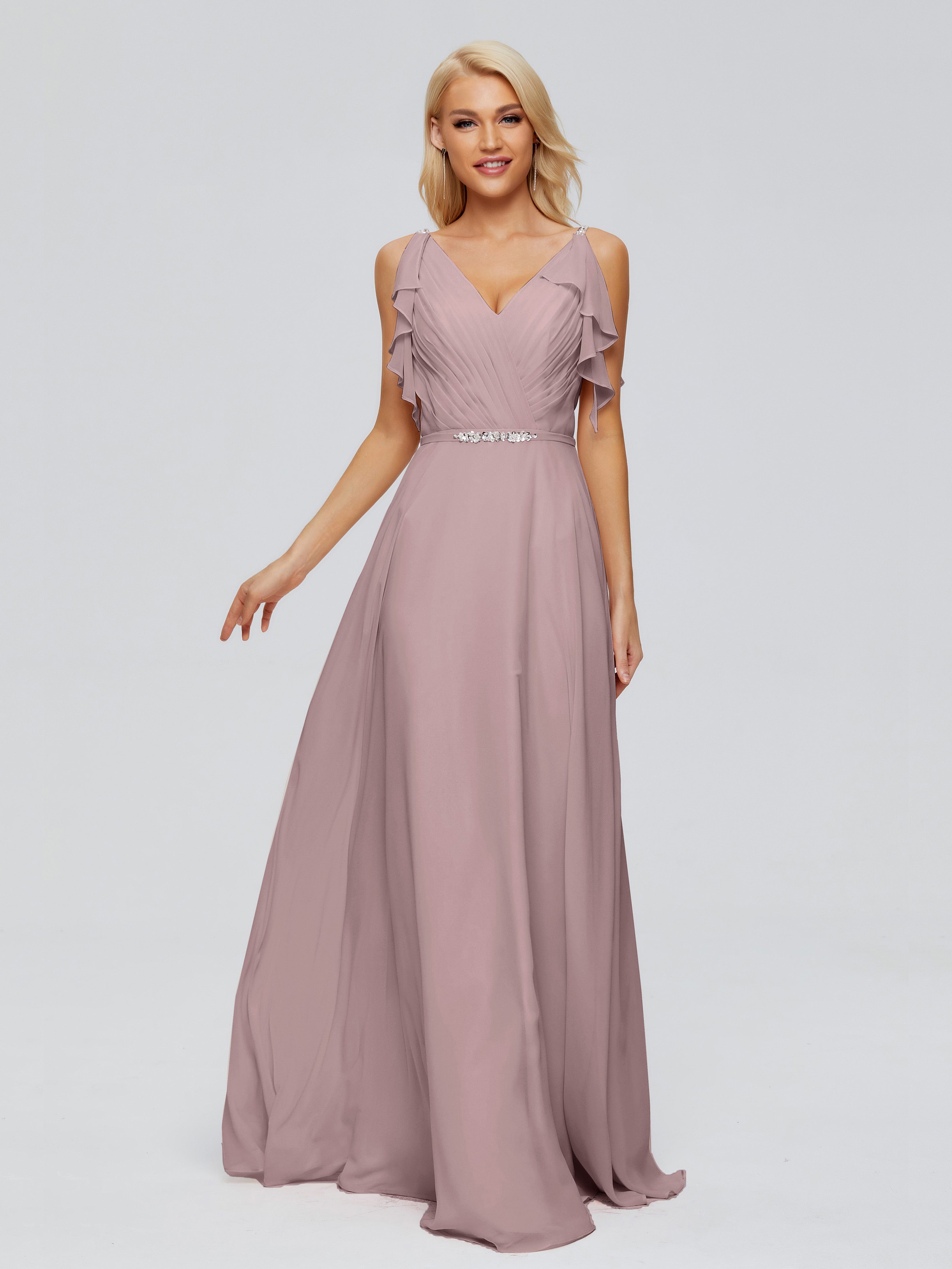 Robes De Demoiselle D'Honneur Vintage Mauve Trapèze Dos En V Robes Demoiselle D'Honneur
