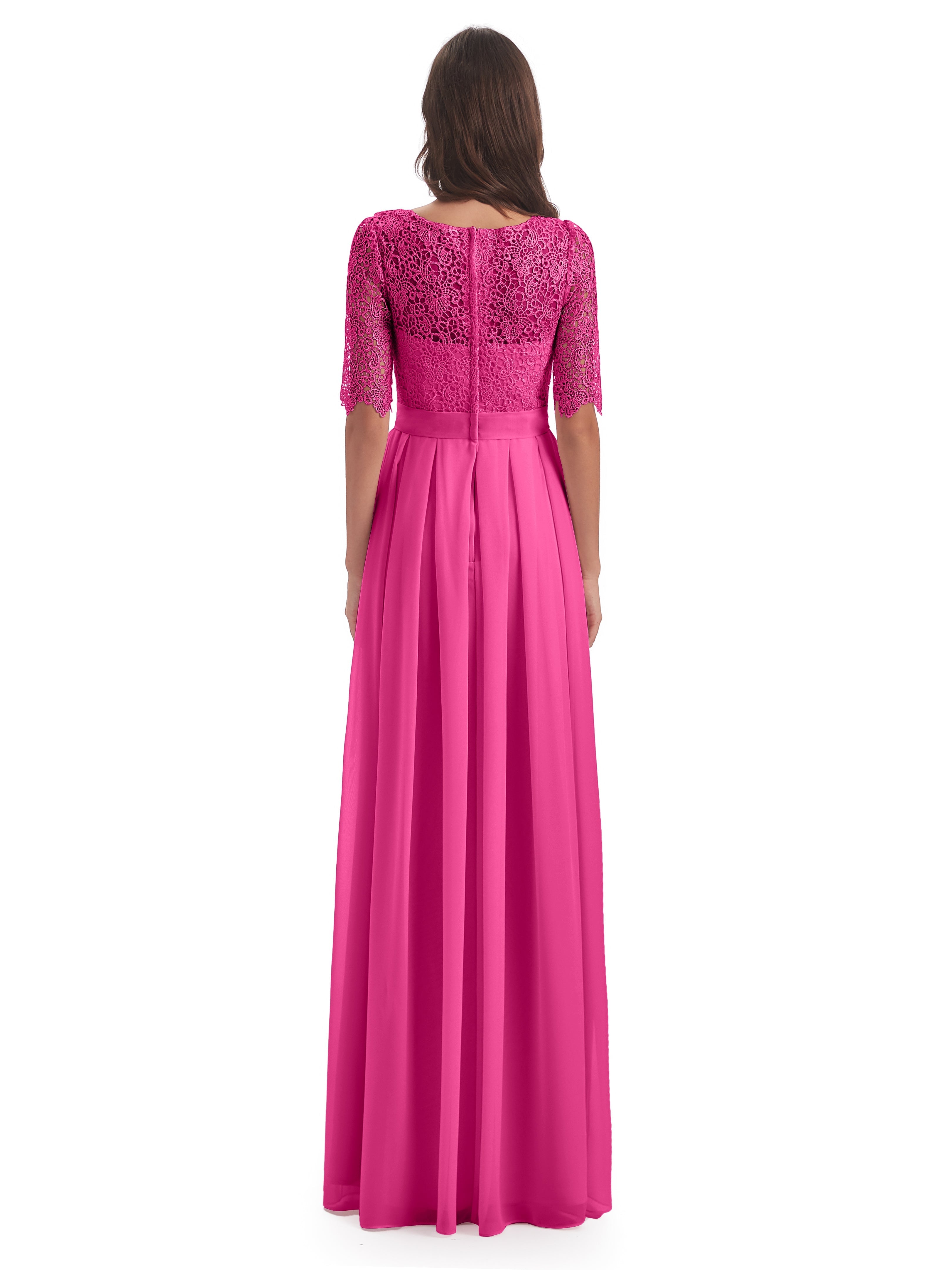 Robe Demoiselle D Honneur Azalée Demi Manches Encolure Dégagée Robes Demoiselle D'Honneur