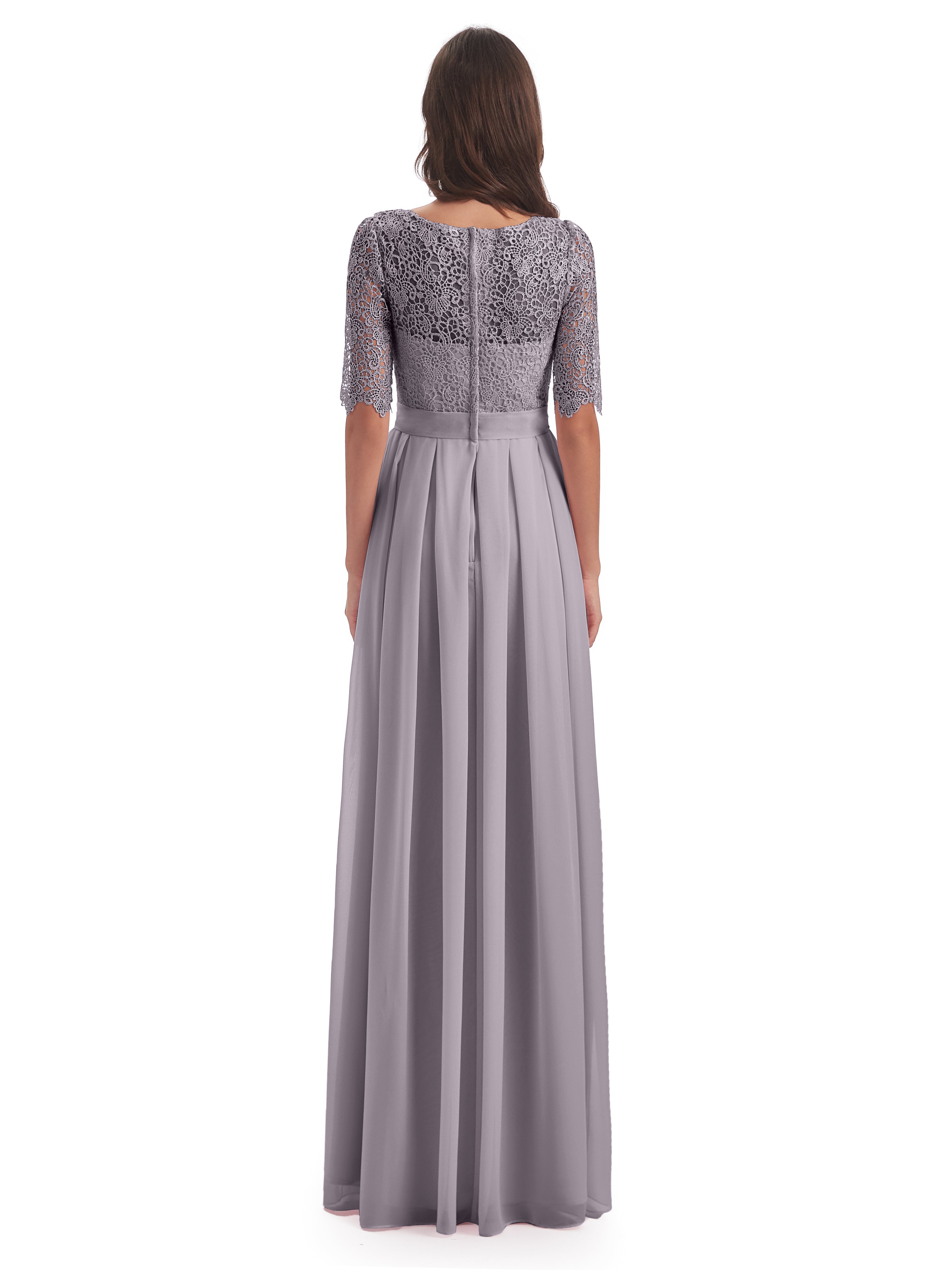 Robes De Demoiselle D'Honneur Crépuscule Demi Manches Encolure Dégagée Robes Demoiselle D'Honneur