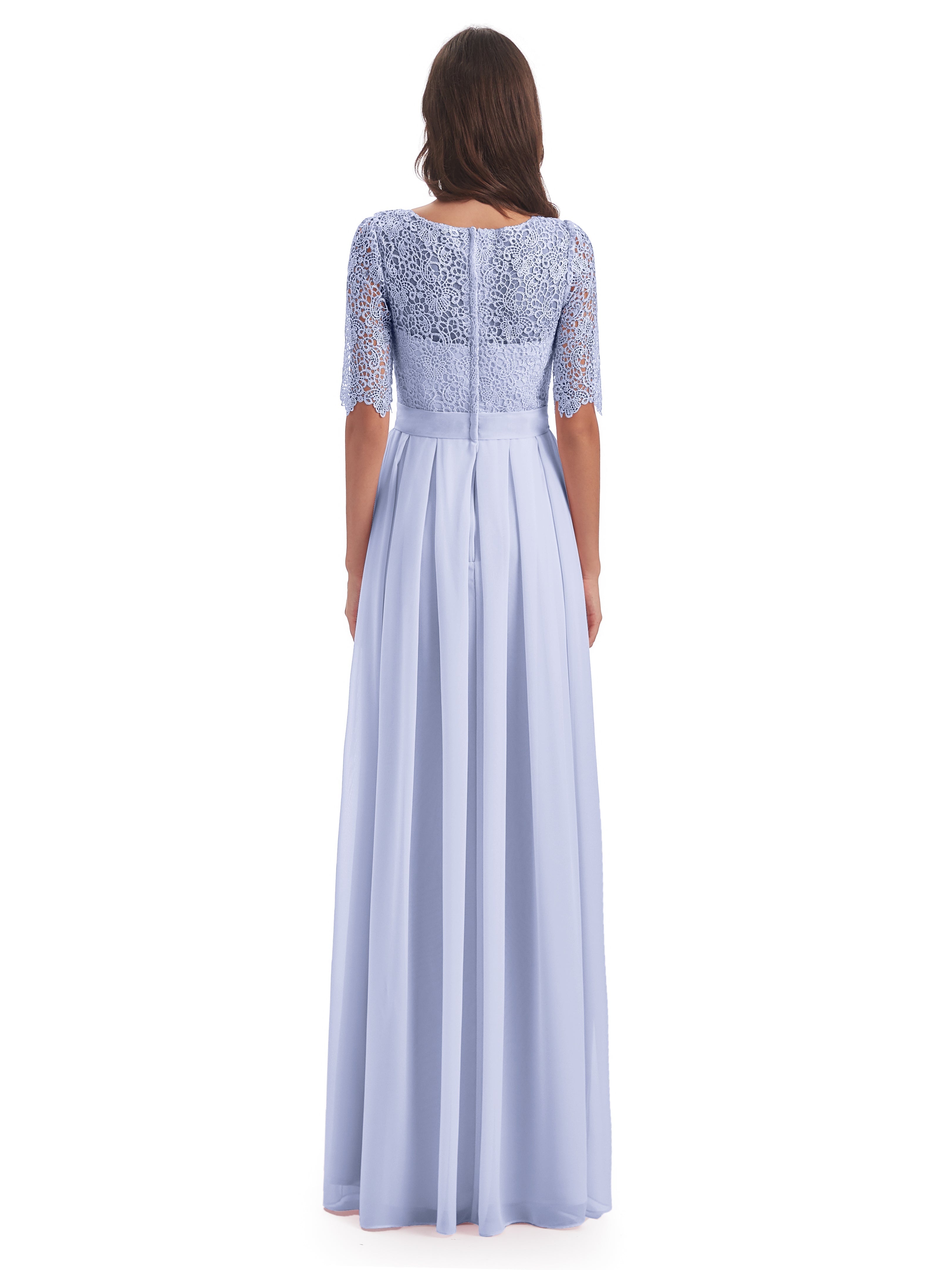 Robe De Demoiselle D'Honneur Lavande Demi Manches Encolure Dégagée Robes Demoiselle D'Honneur