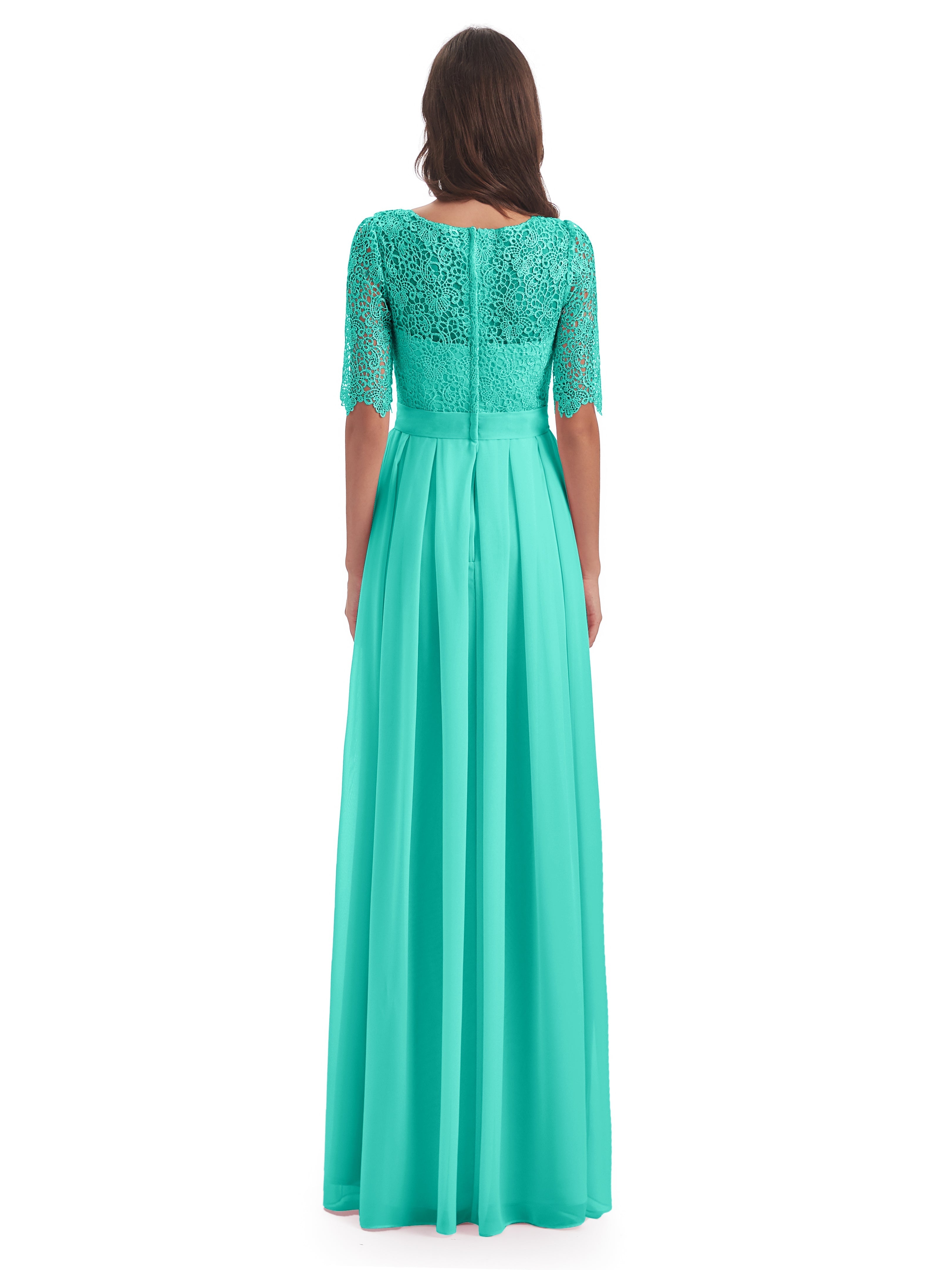 Robes De Demoiselle D'Honneur Spa Demi Manches Encolure Dégagée Robes Demoiselle D'Honneur