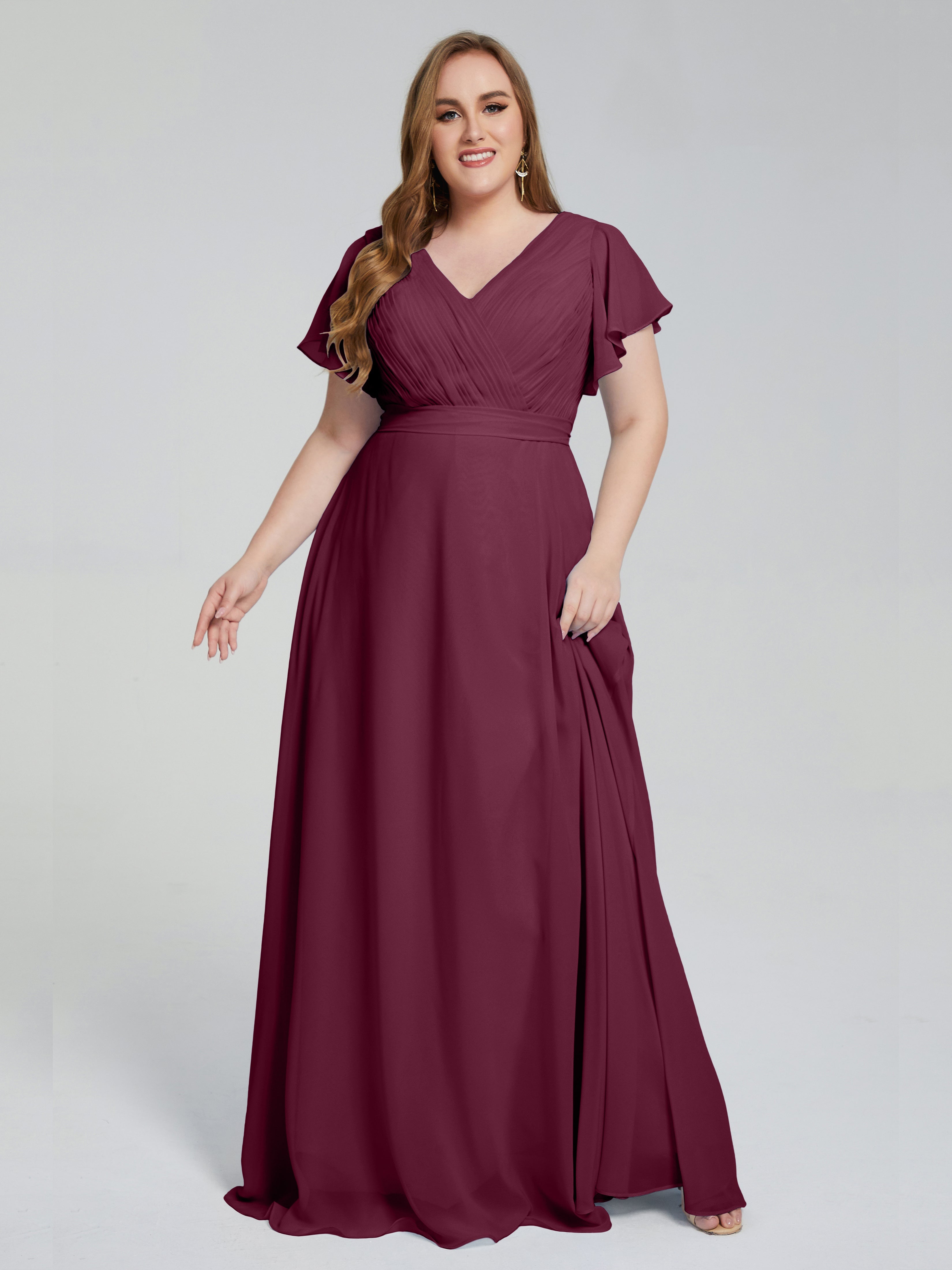 Robes De Demoiselle D'Honneur Mure Manches Courtes Mousseline Robes Demoiselle D'Honneur
