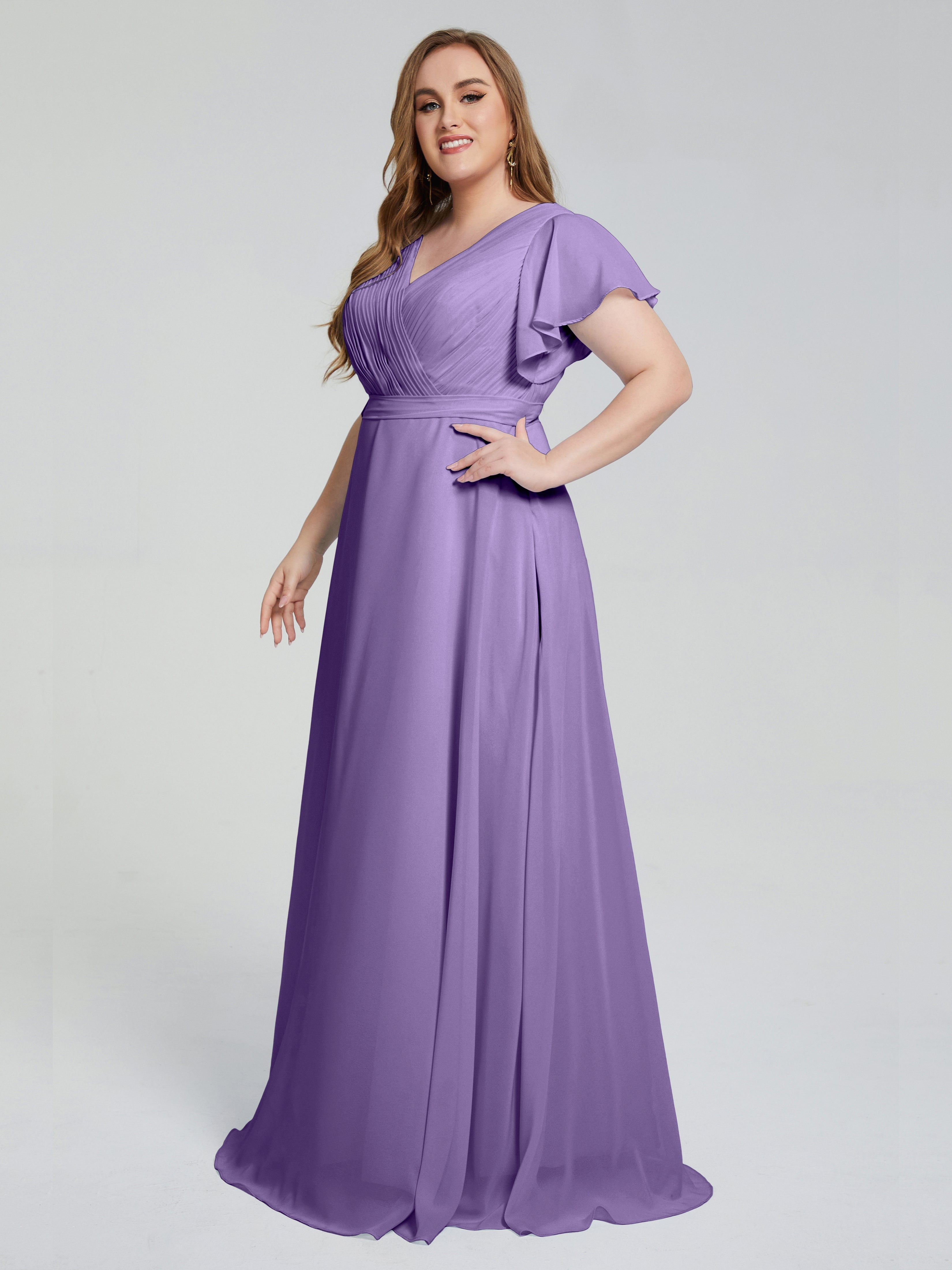 Robes De Demoiselle D'Honneur Tahiti Manches Courtes Mousseline Robes Demoiselle D'Honneur