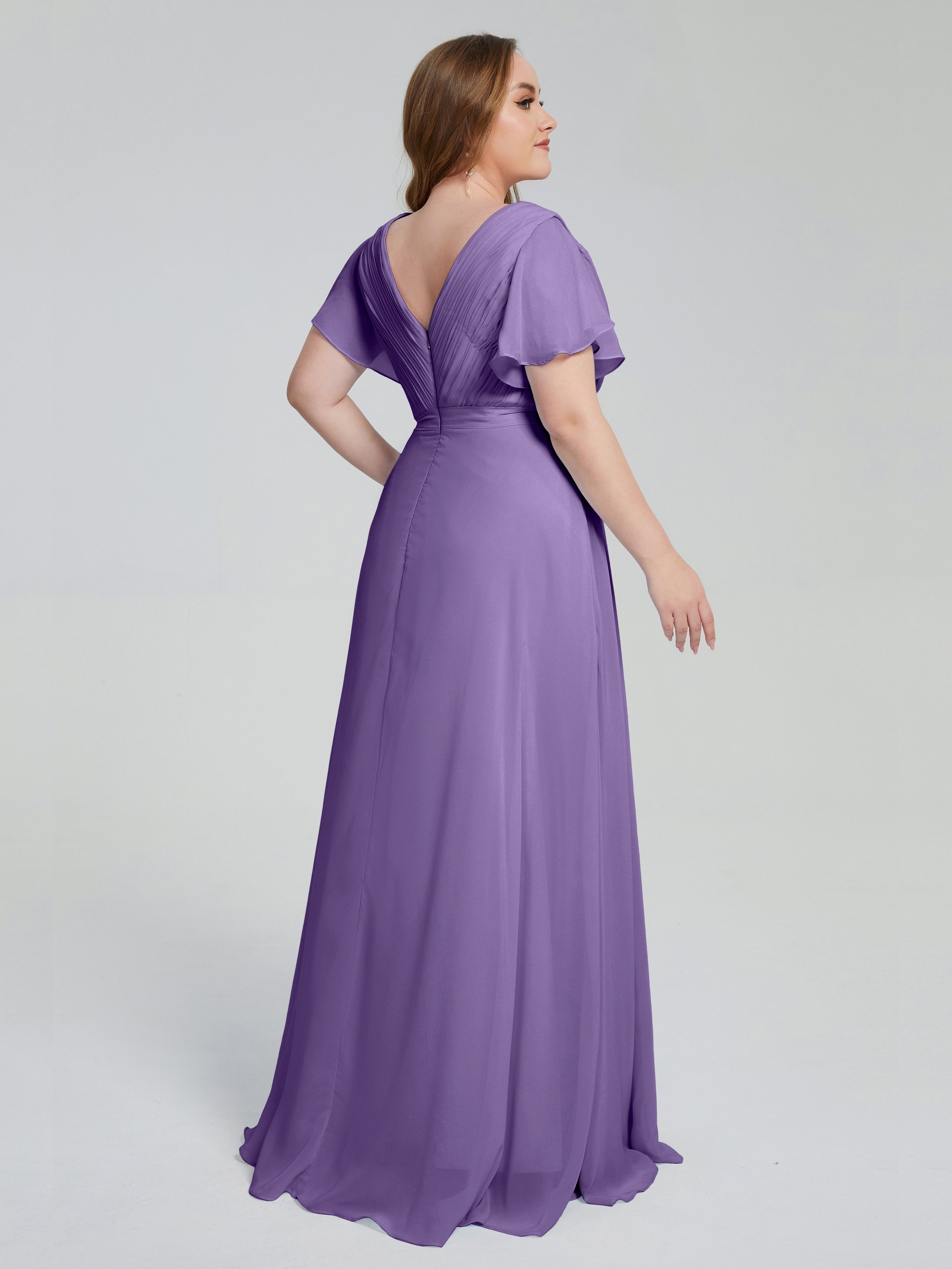 Robes De Demoiselle D'Honneur Tahiti Manches Courtes Mousseline Robes Demoiselle D'Honneur