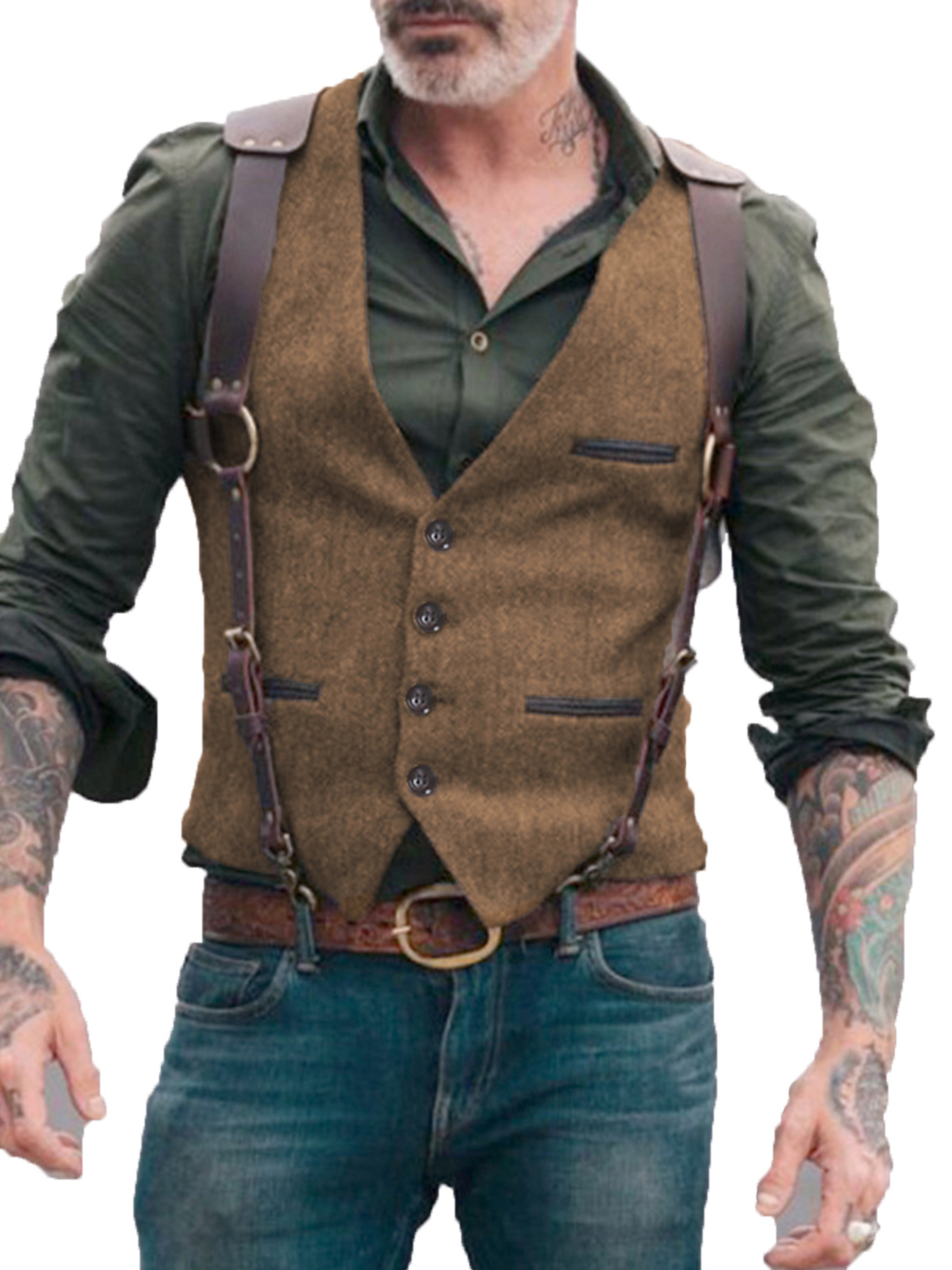 Gilet à col montant de costume pour homme Gilet en chevron