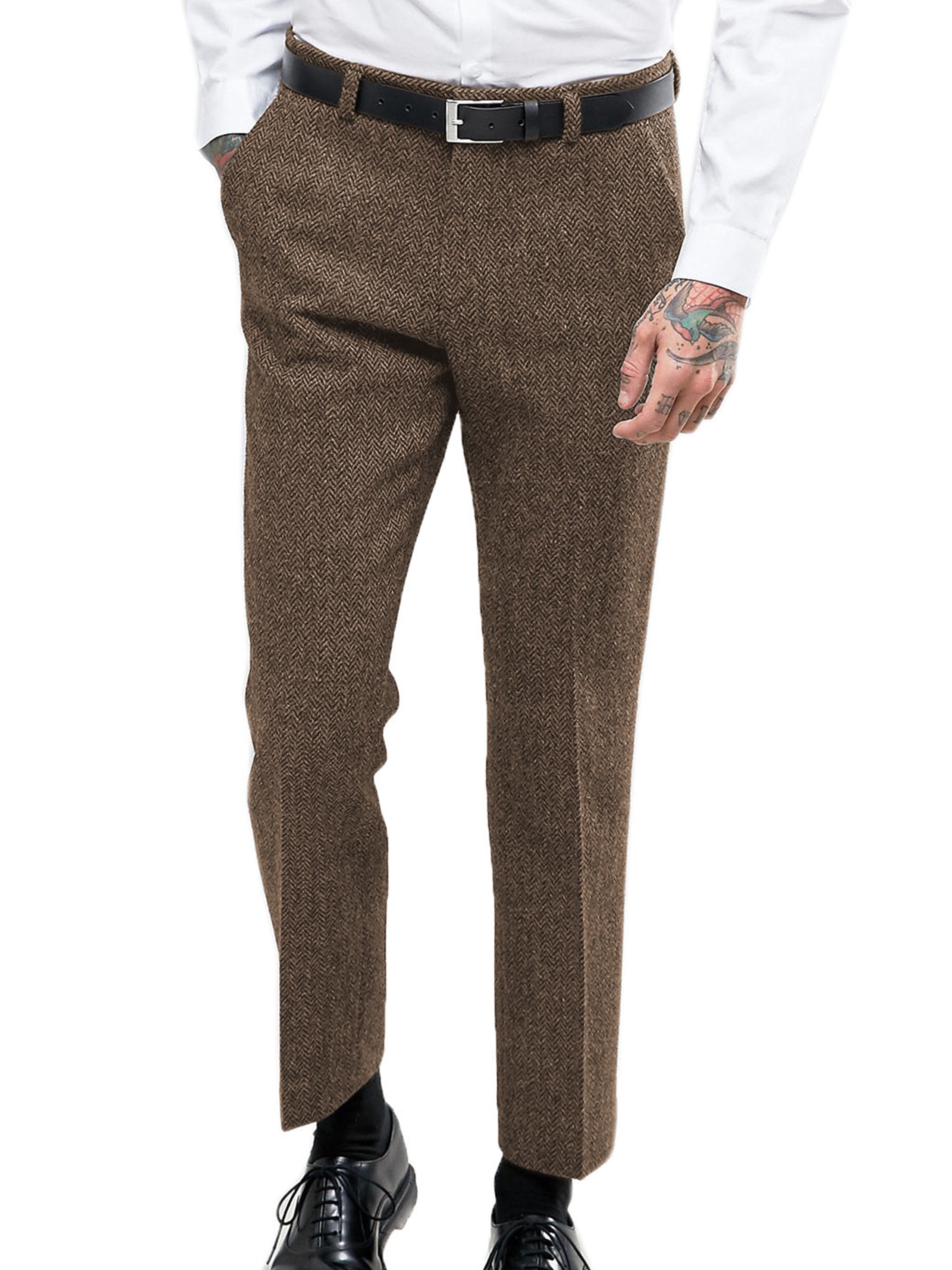 Pantalon de costume classique et décontracté pour hommes en BRUN