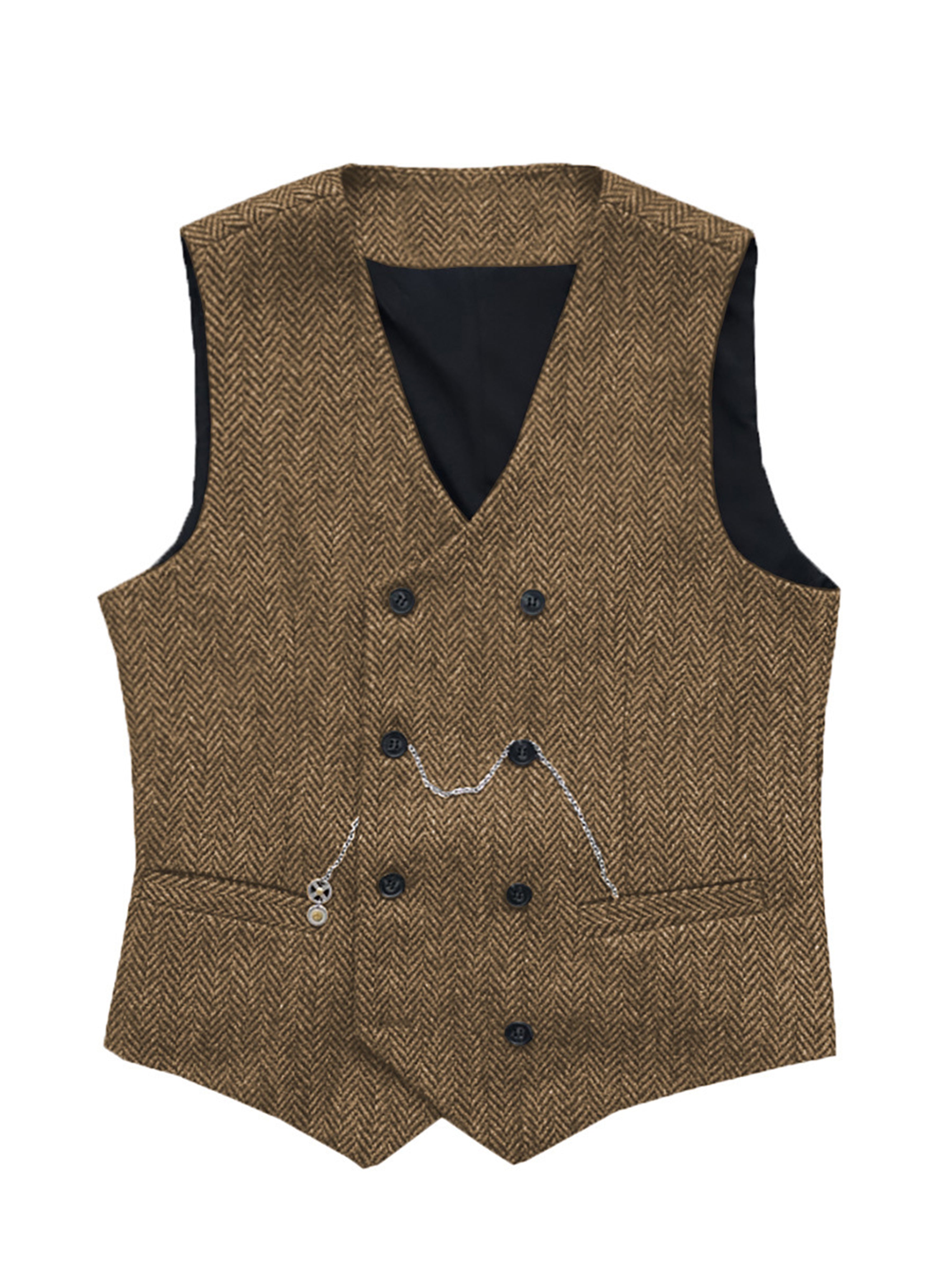 Gilet à col montant de costume pour homme Gilet en chevron