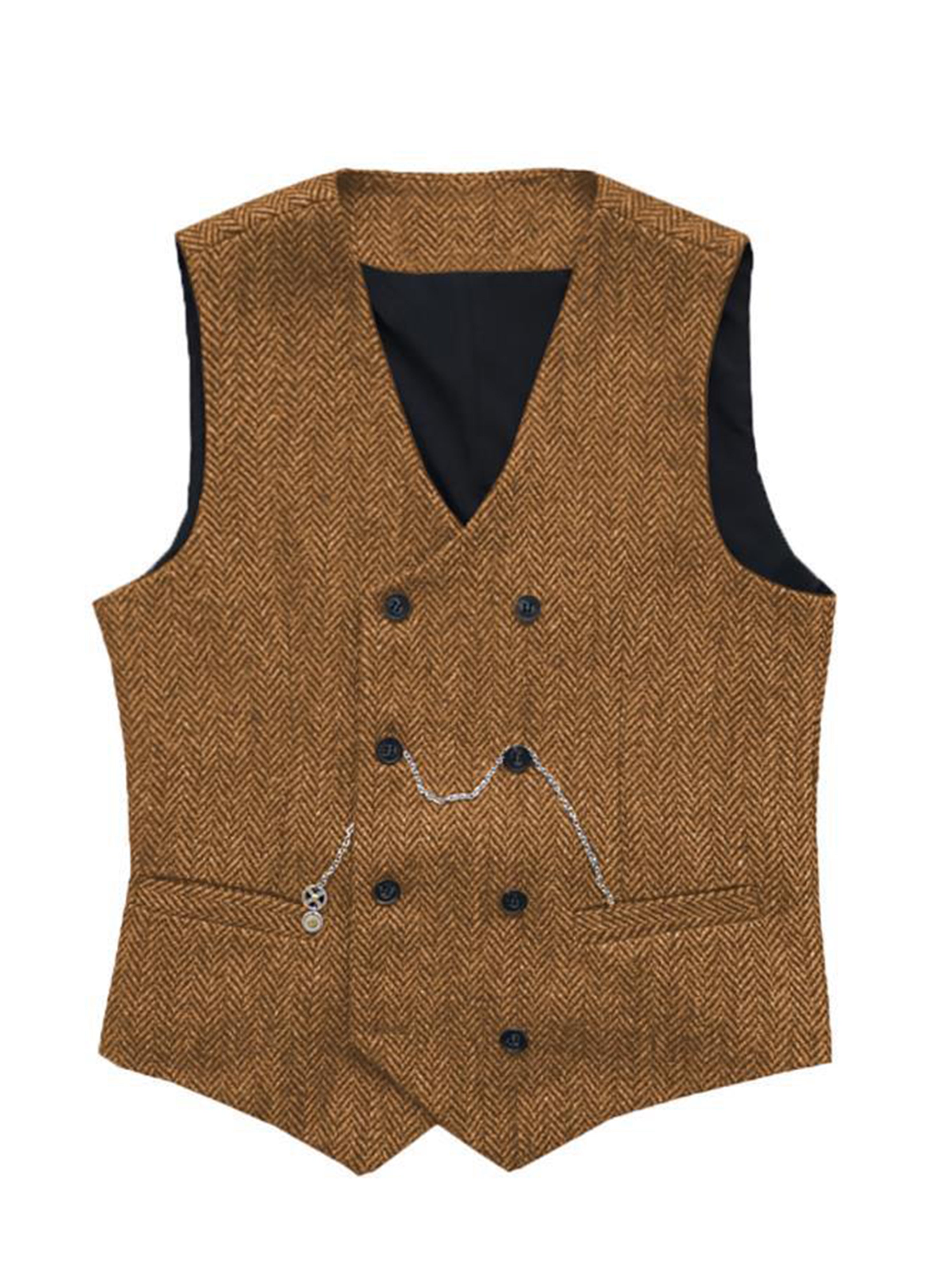 Gilet à col montant de costume pour homme Gilet en chevron