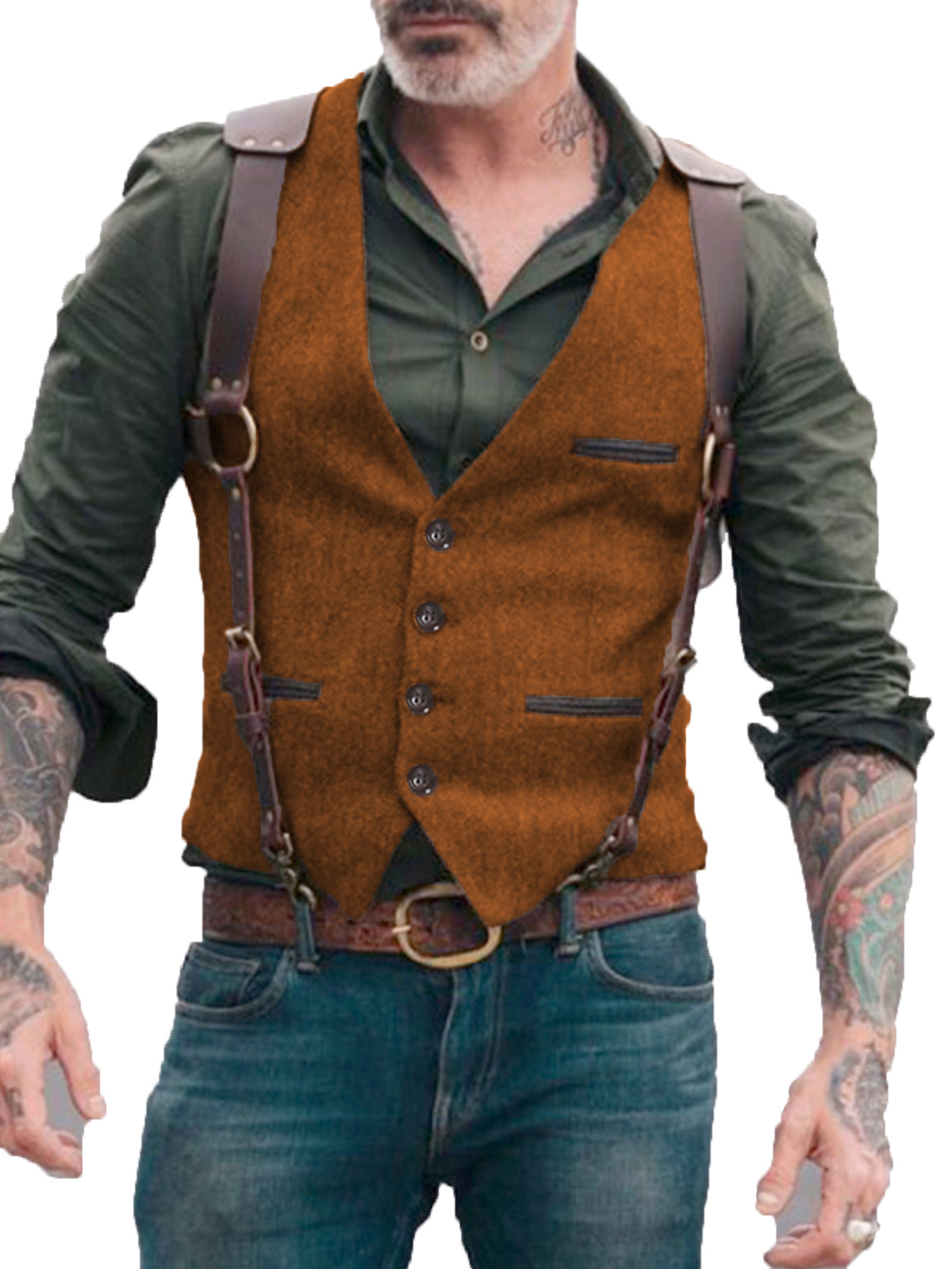 Gilet à col montant de costume pour homme Gilet en chevron