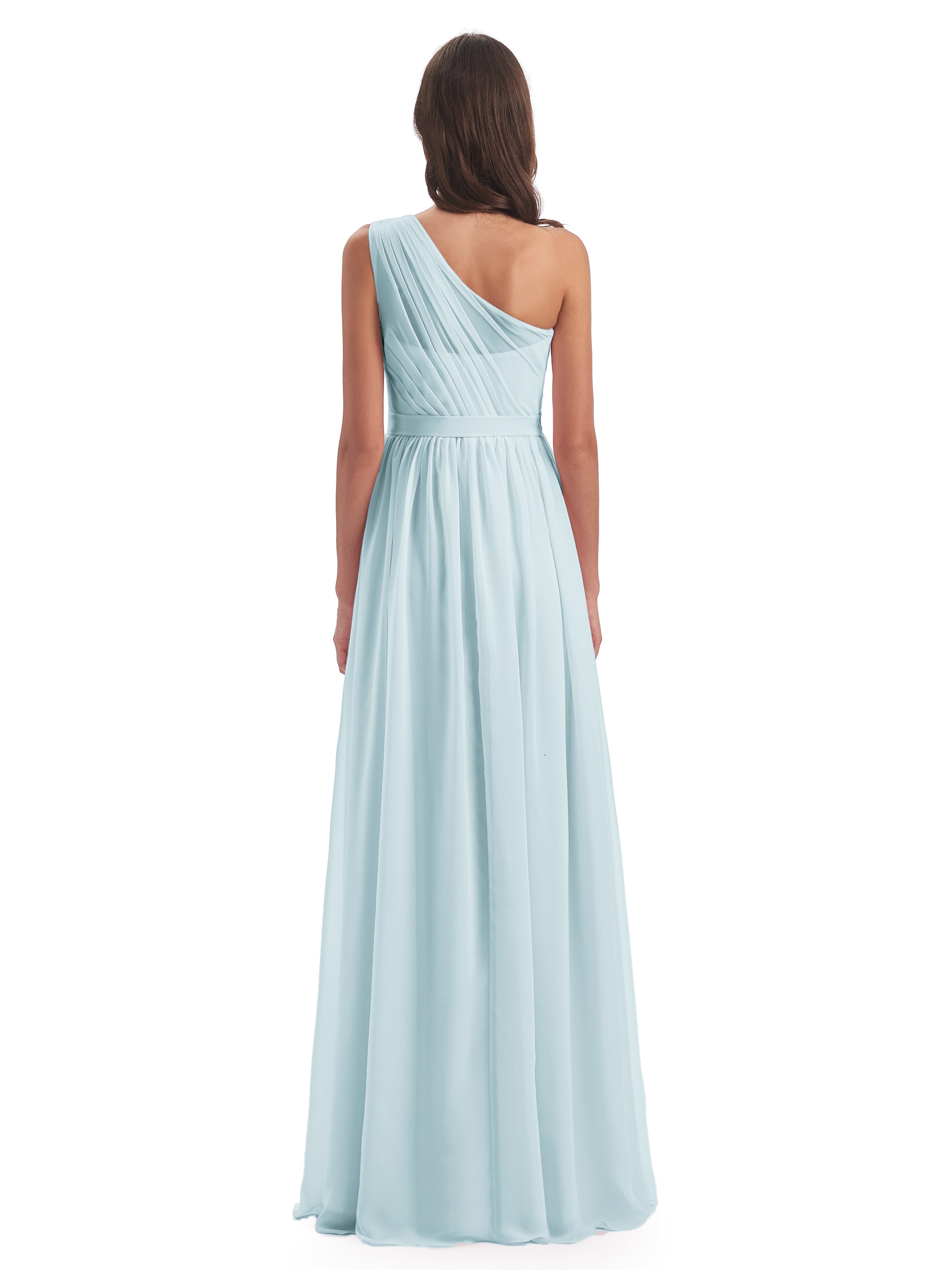 Robe De Demoiselle D'Honneur Brume A-ligne Seule-Épaule Mousseline Robes Demoiselle D'Honneur