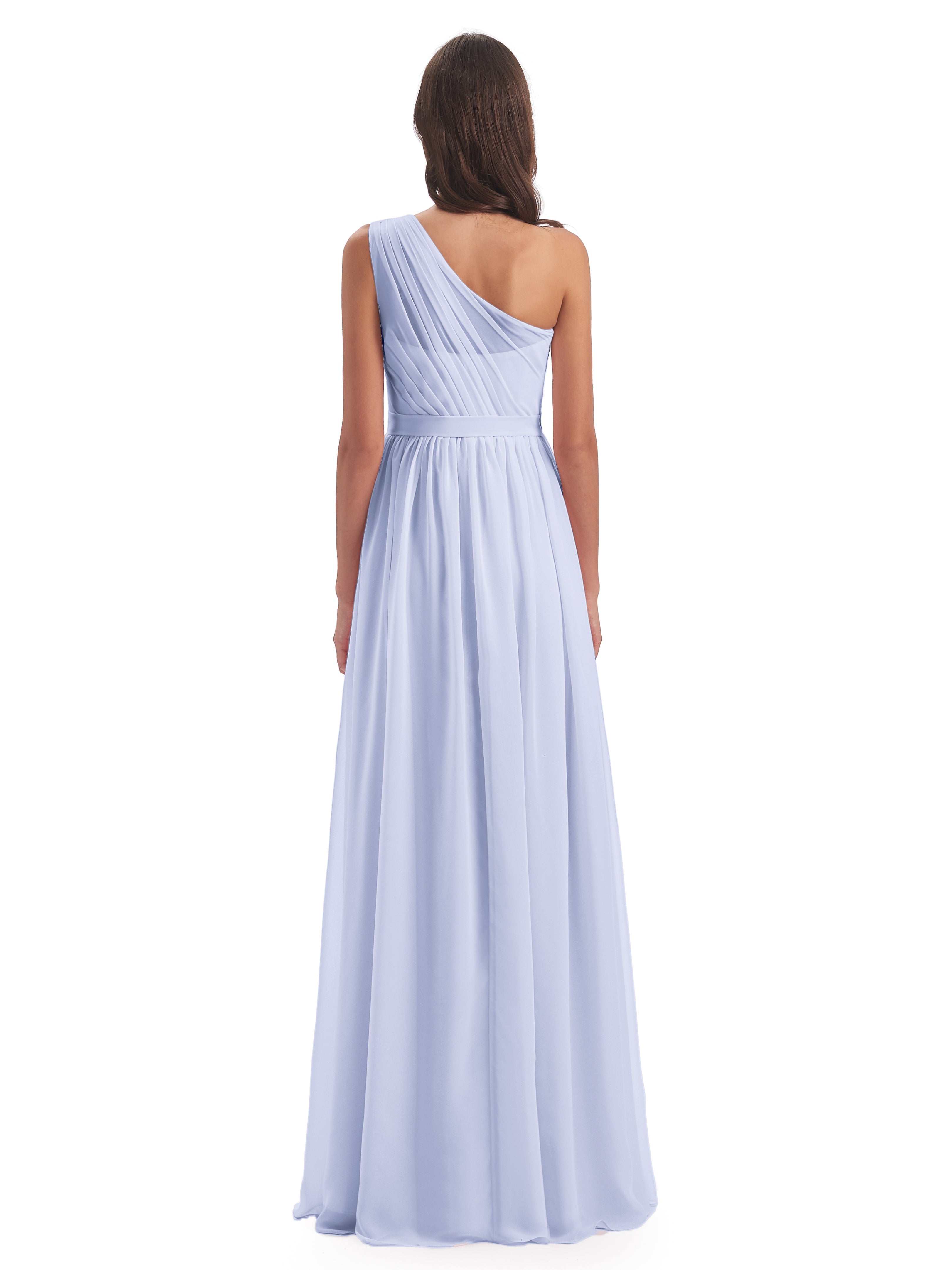 Robe De Demoiselle D'Honneur Lavande Trapèze Seule-Épaule Mousseline Robes Demoiselle D'Honneur