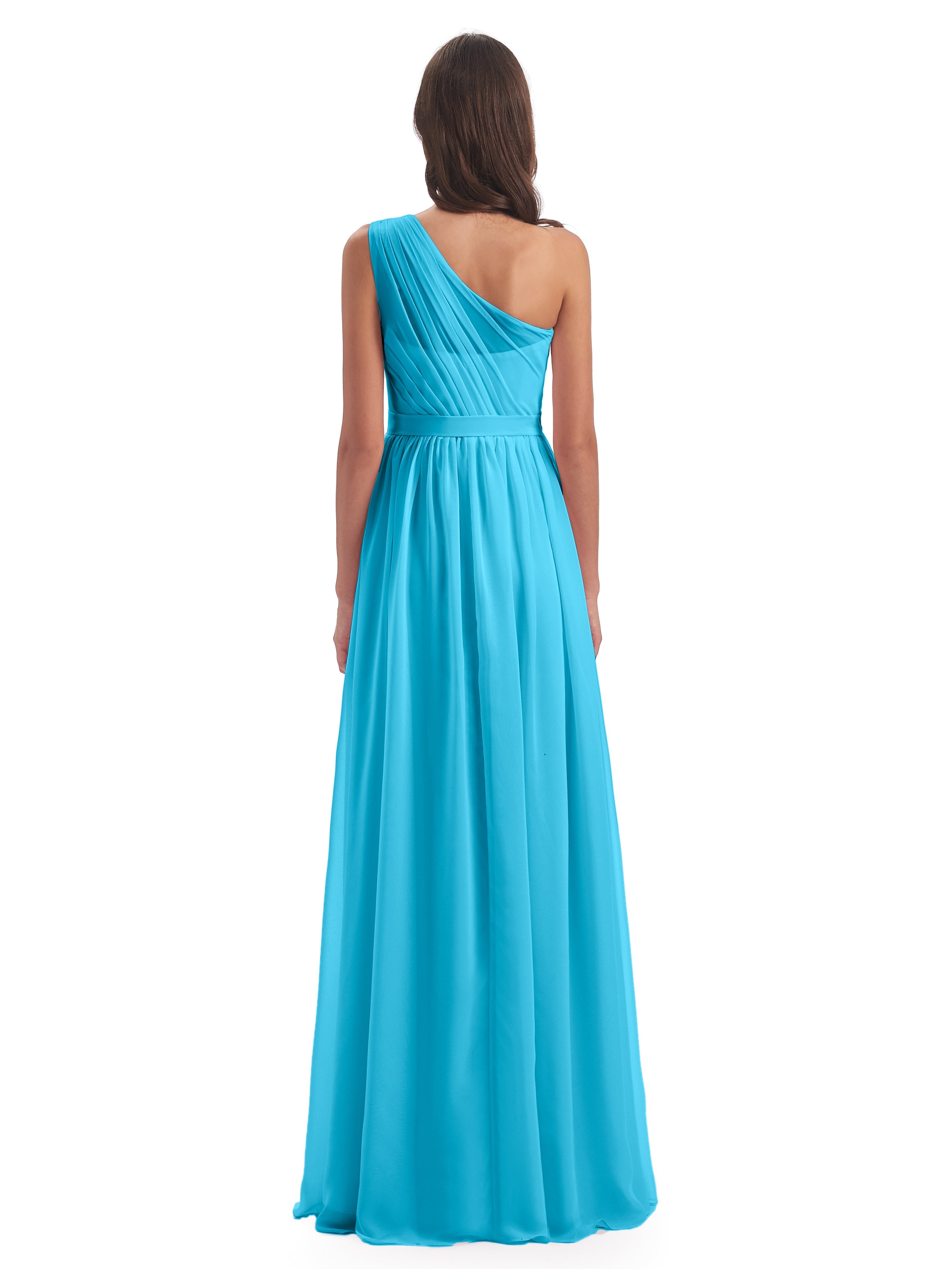 Robe De Demoiselle D'Honneur En Piscine A-ligne Seule-Épaule Mousseline Robes Demoiselle D'Honneur