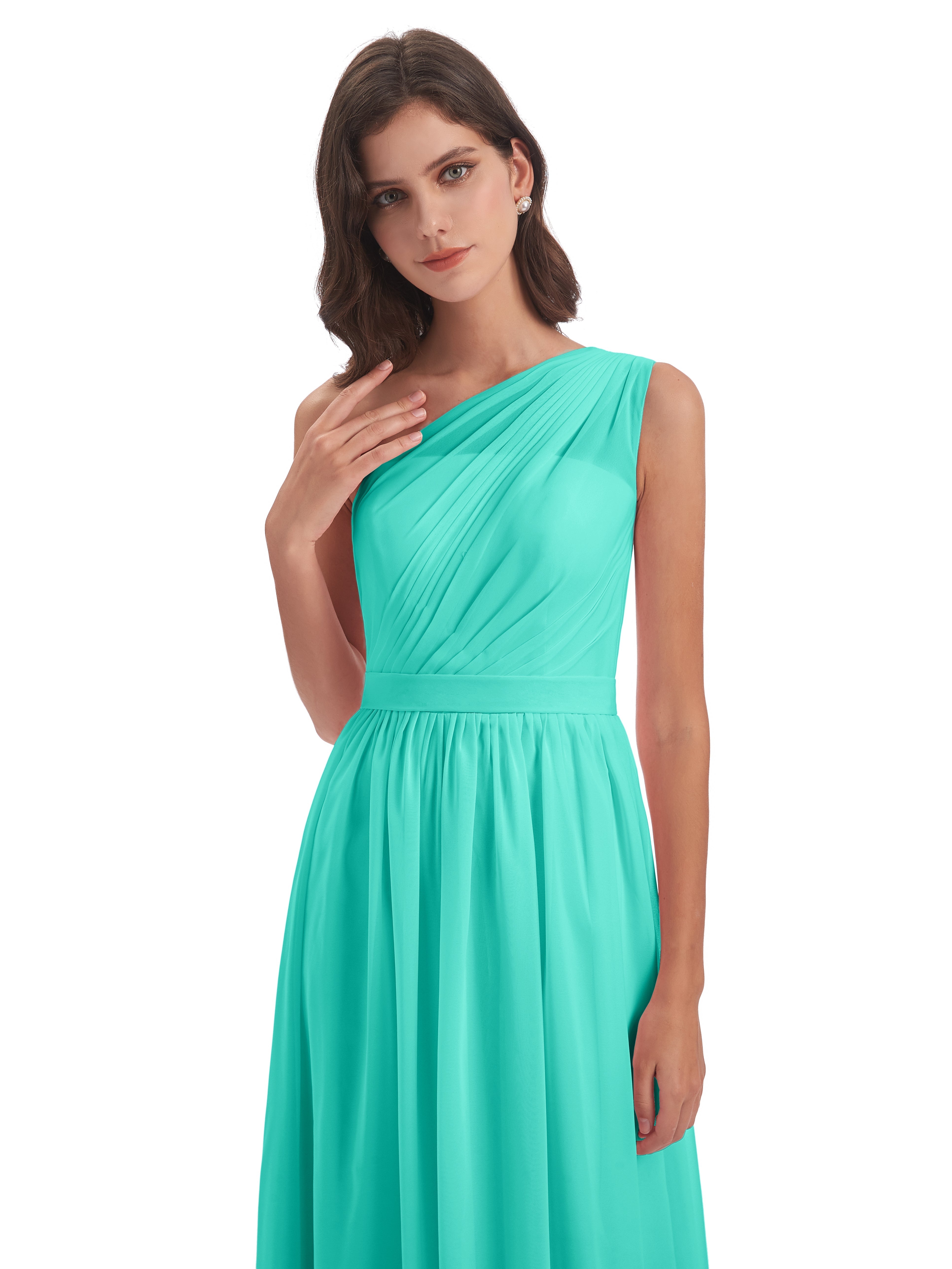 Robes De Demoiselle D'Honneur Spa A-ligne Seule-Épaule Mousseline Robes Demoiselle D'Honneur