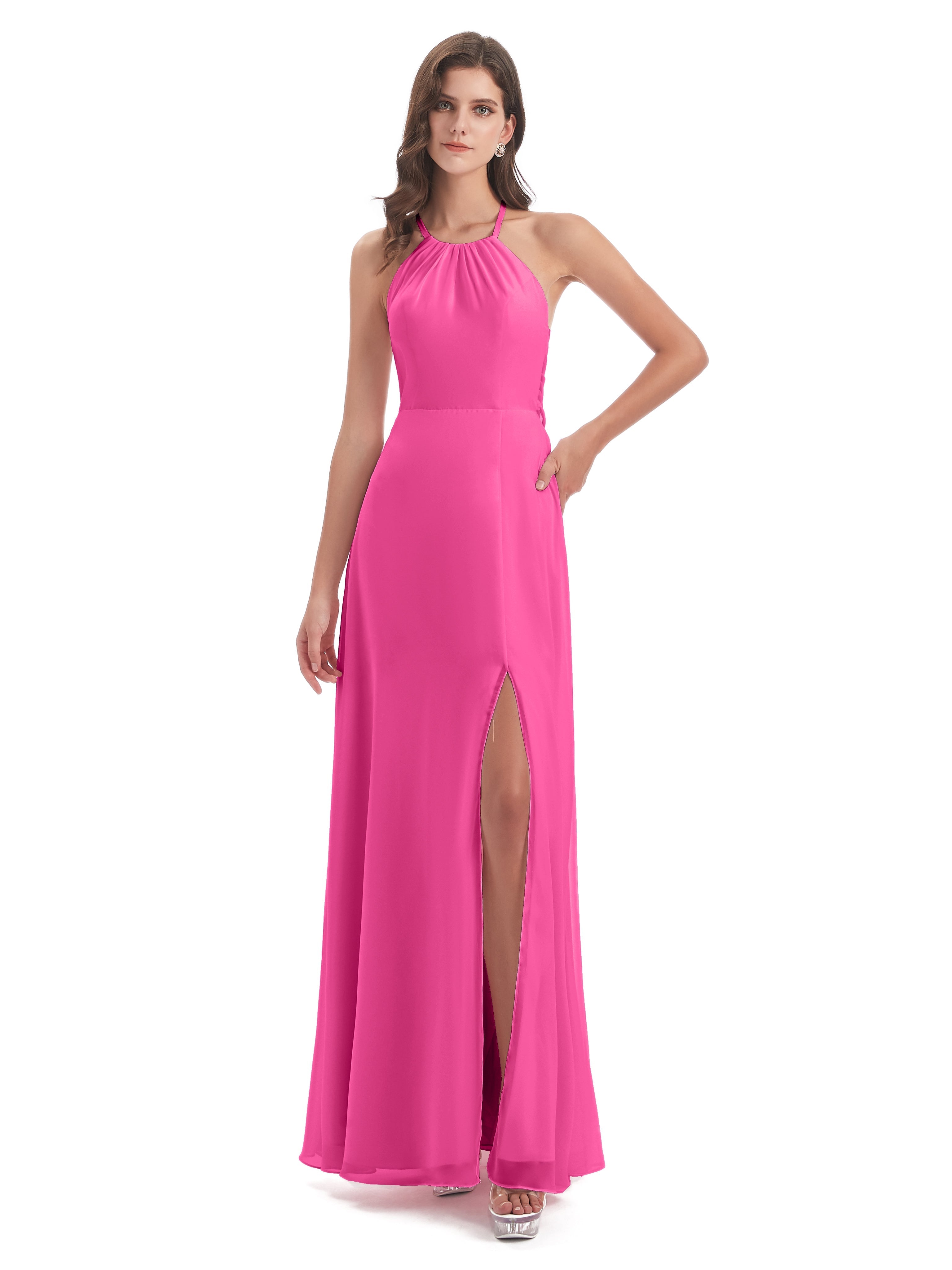 Robe Demoiselle D Honneur Azalée Dos Nu Licou Fendue Robes Demoiselle D'Honneur