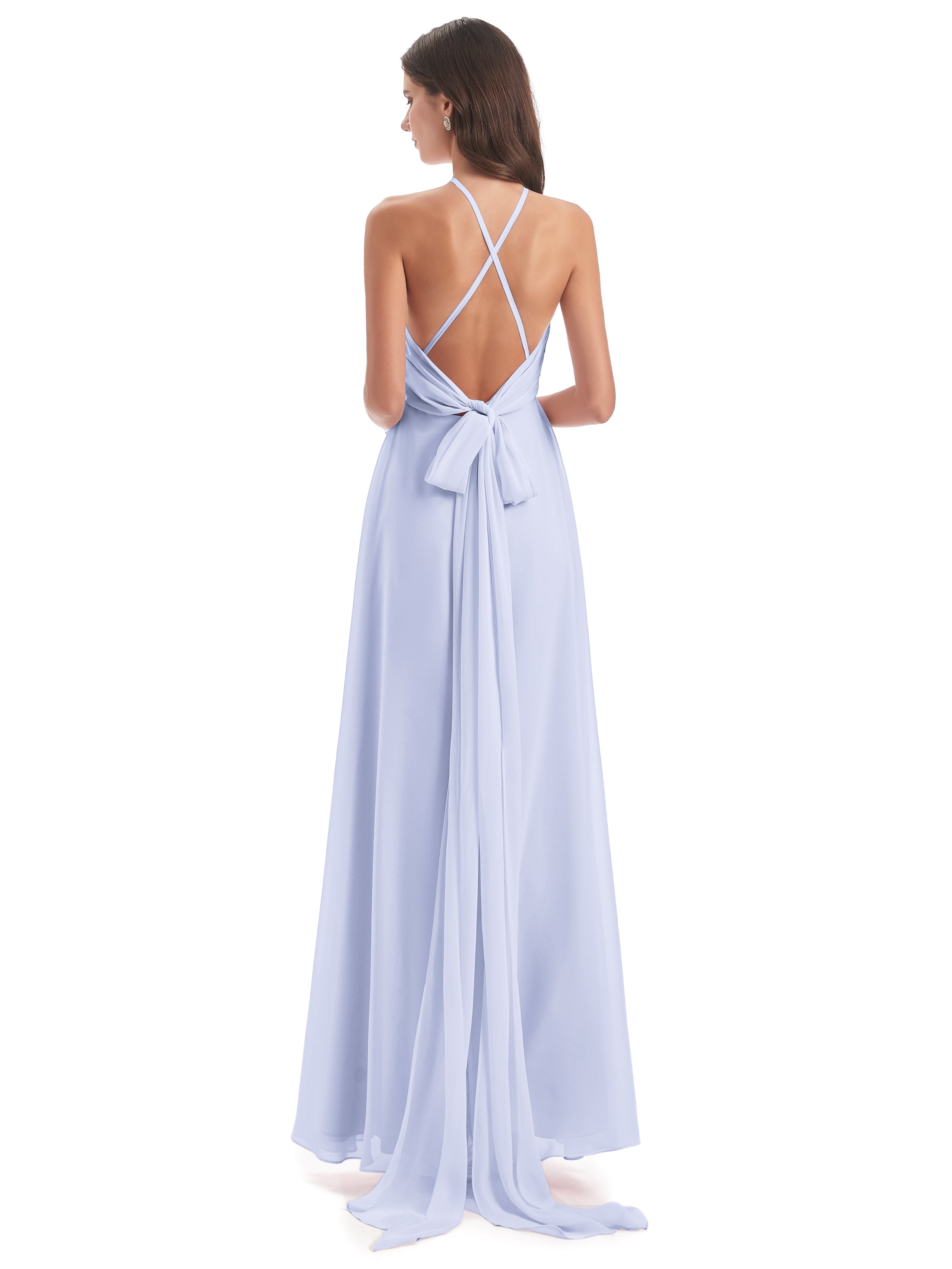 Robe Demoiselle D Honneur Lavande Dos Nu Licou Fendue Robes Demoiselle D'Honneur