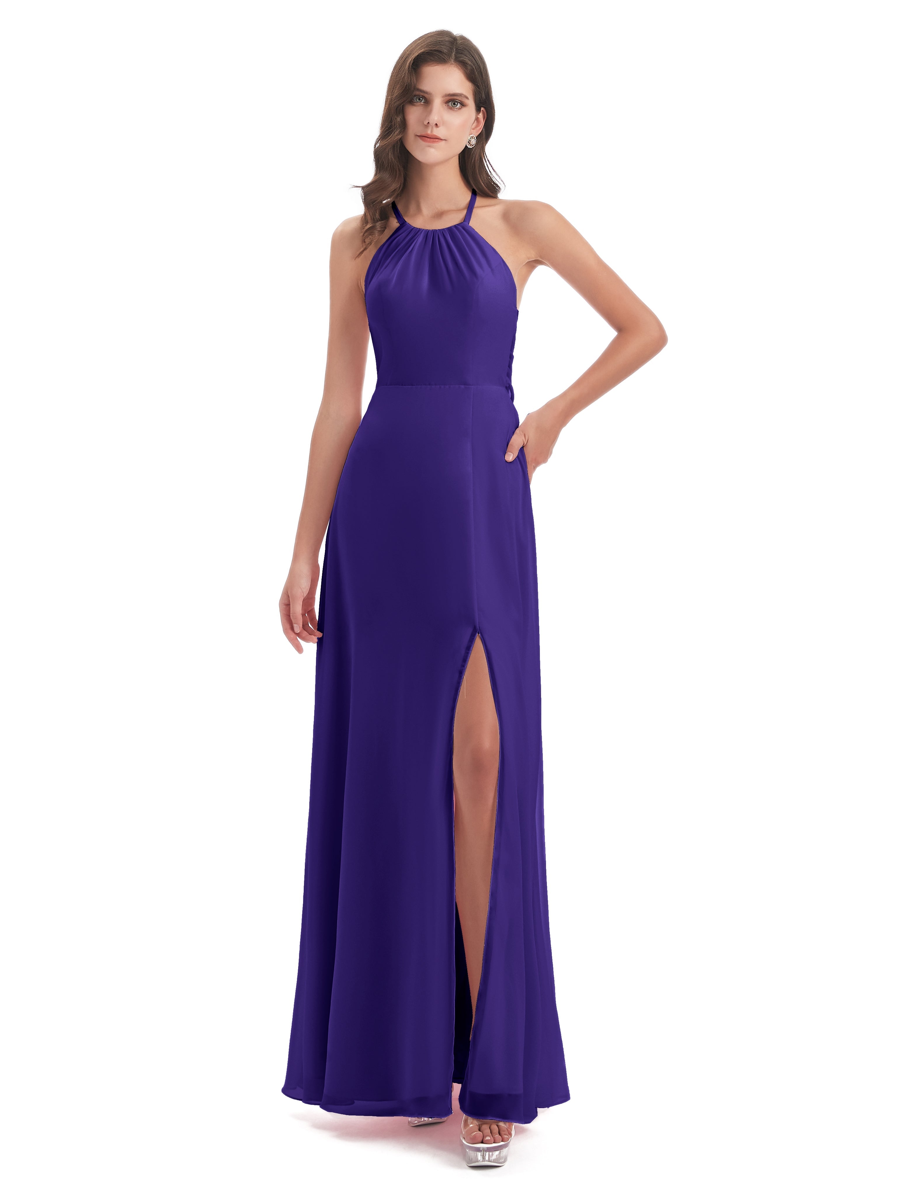 Robes De Demoiselle D'Honneur En Régence Dos Nu Licou Fendue Robes Demoiselle D'Honneur