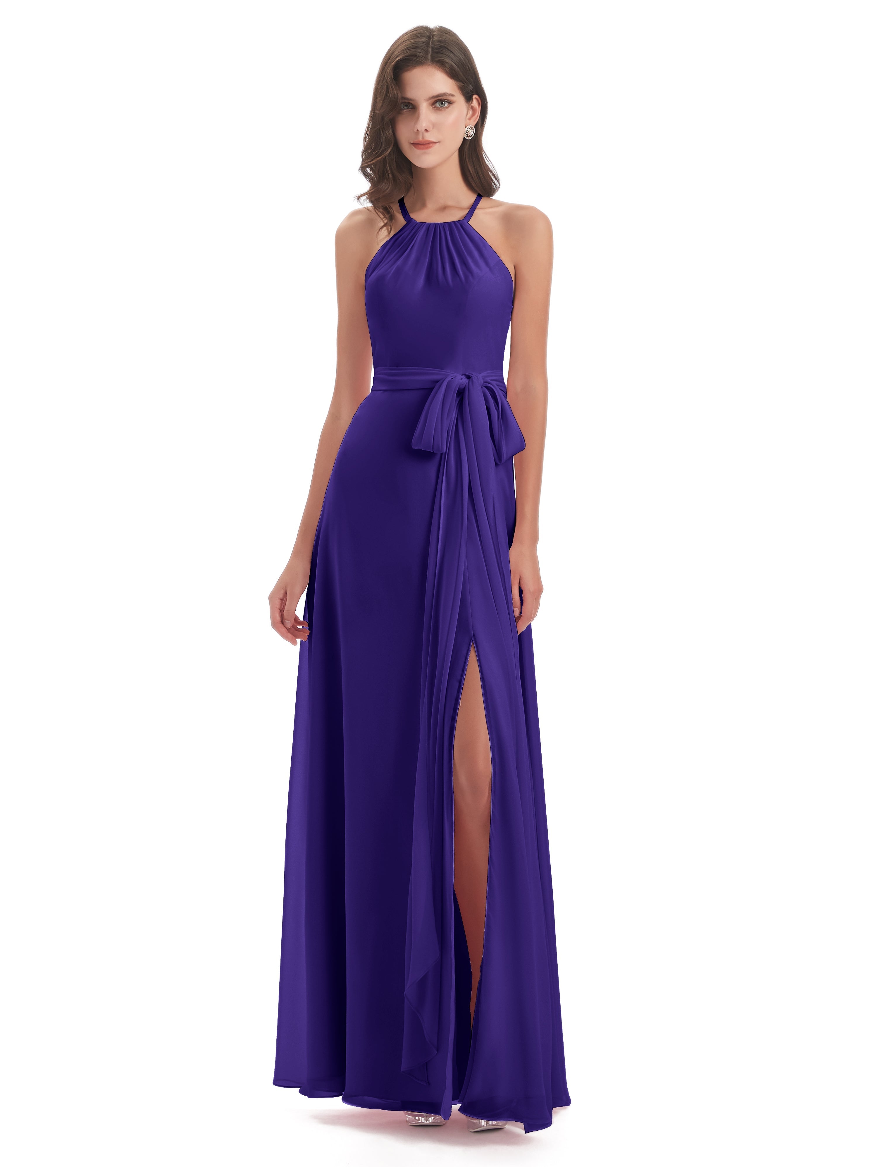 Robes De Demoiselle D'Honneur En Régence Dos Nu Licou Fendue Robes Demoiselle D'Honneur