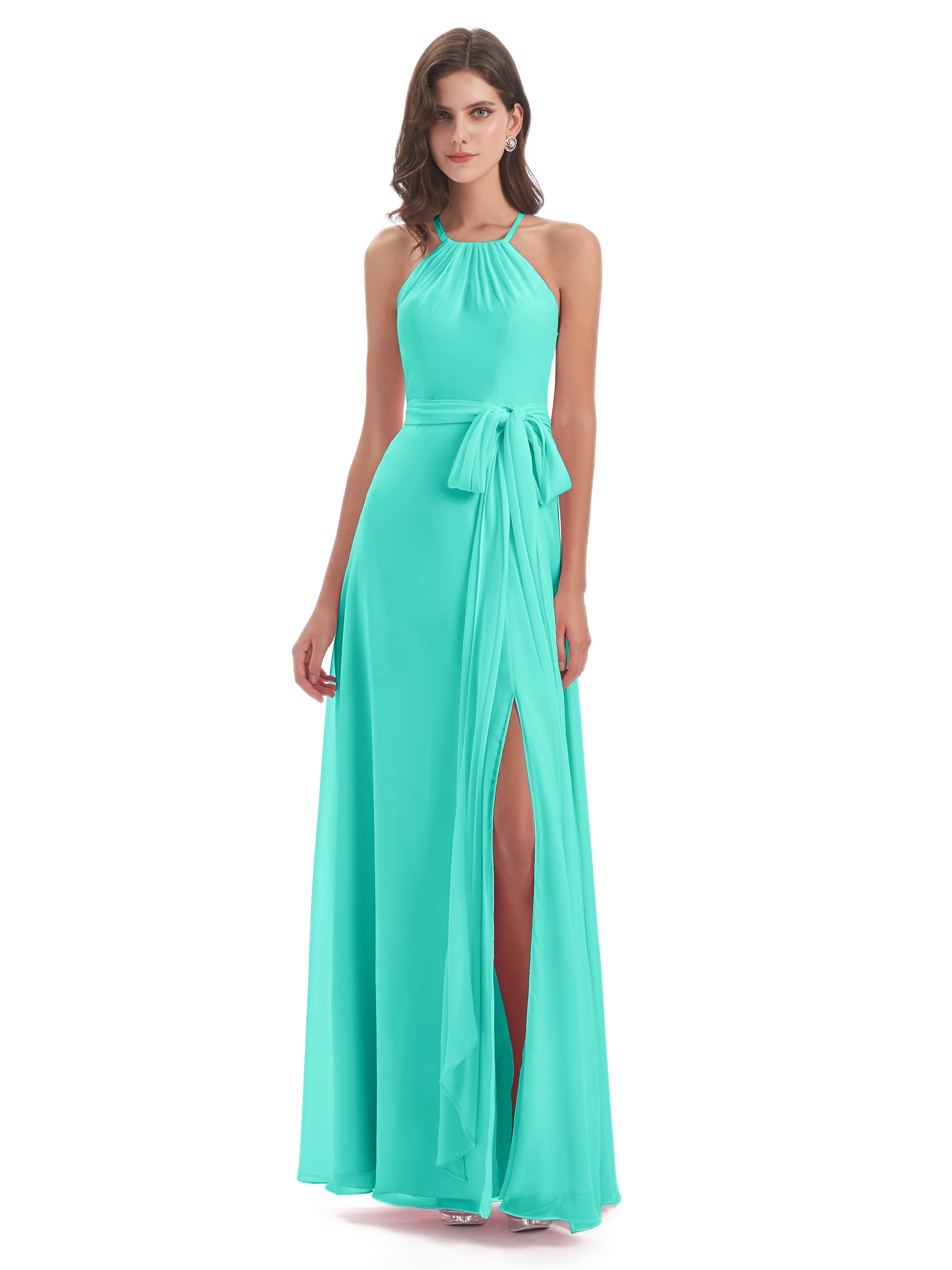 Robes De Demoiselle D'Honneur Spa Dos Nu Licou Fendue Robes Demoiselle D'Honneur