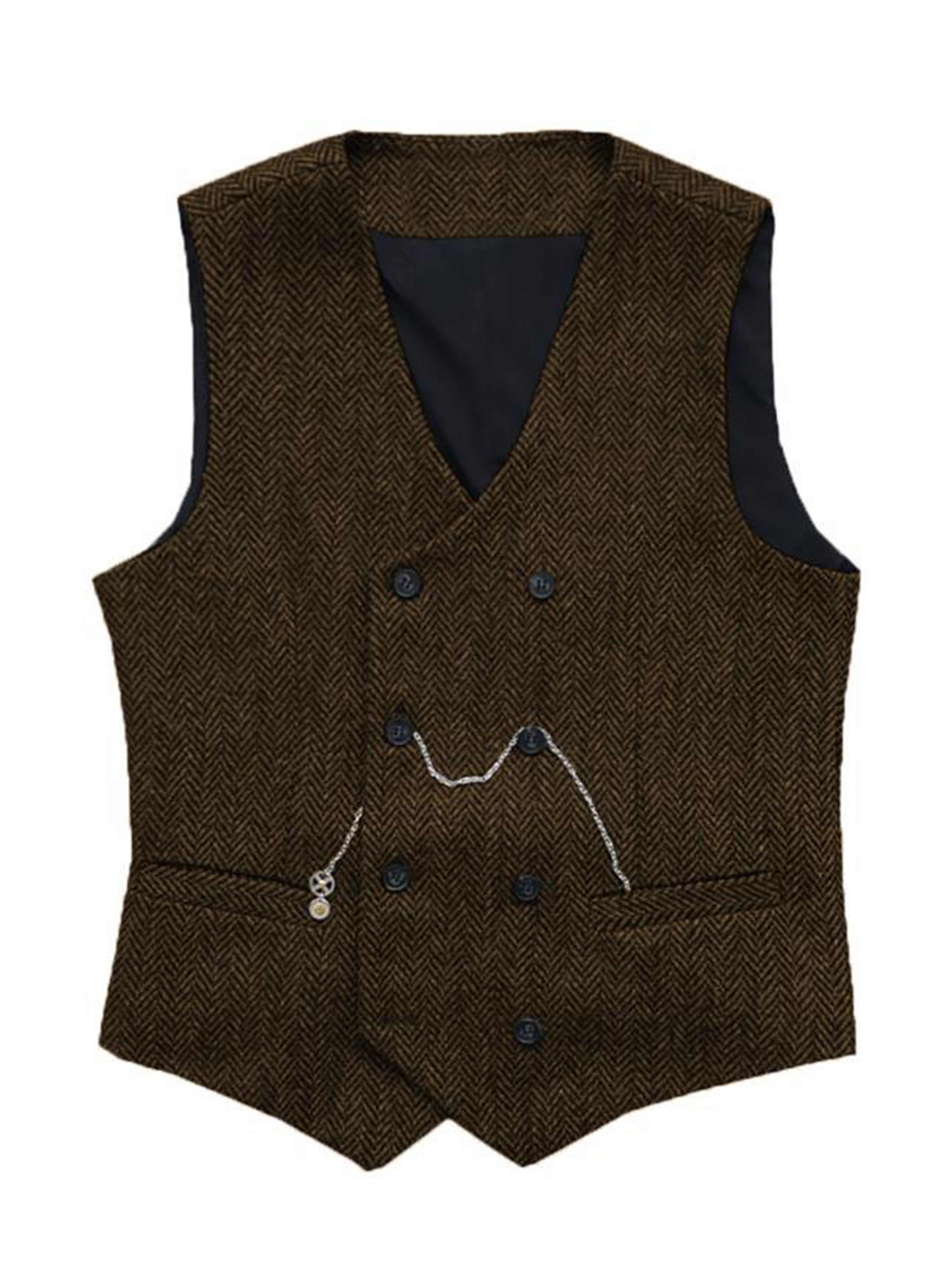 Gilet à col montant de costume pour homme Gilet en chevron