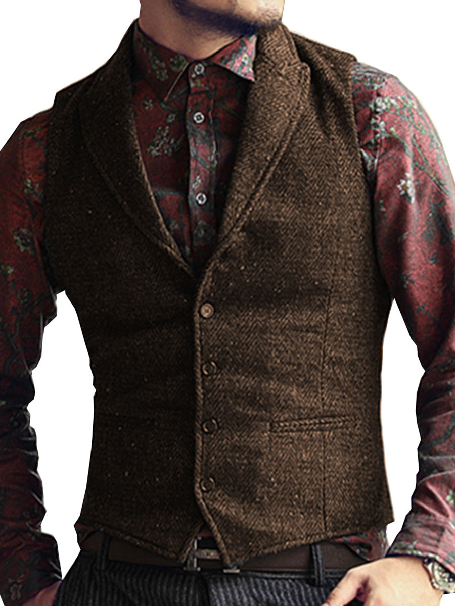 Gilet Homme à Revers en CAFE pour Cérémonie Tenue Élégante pour Marié et Témoins