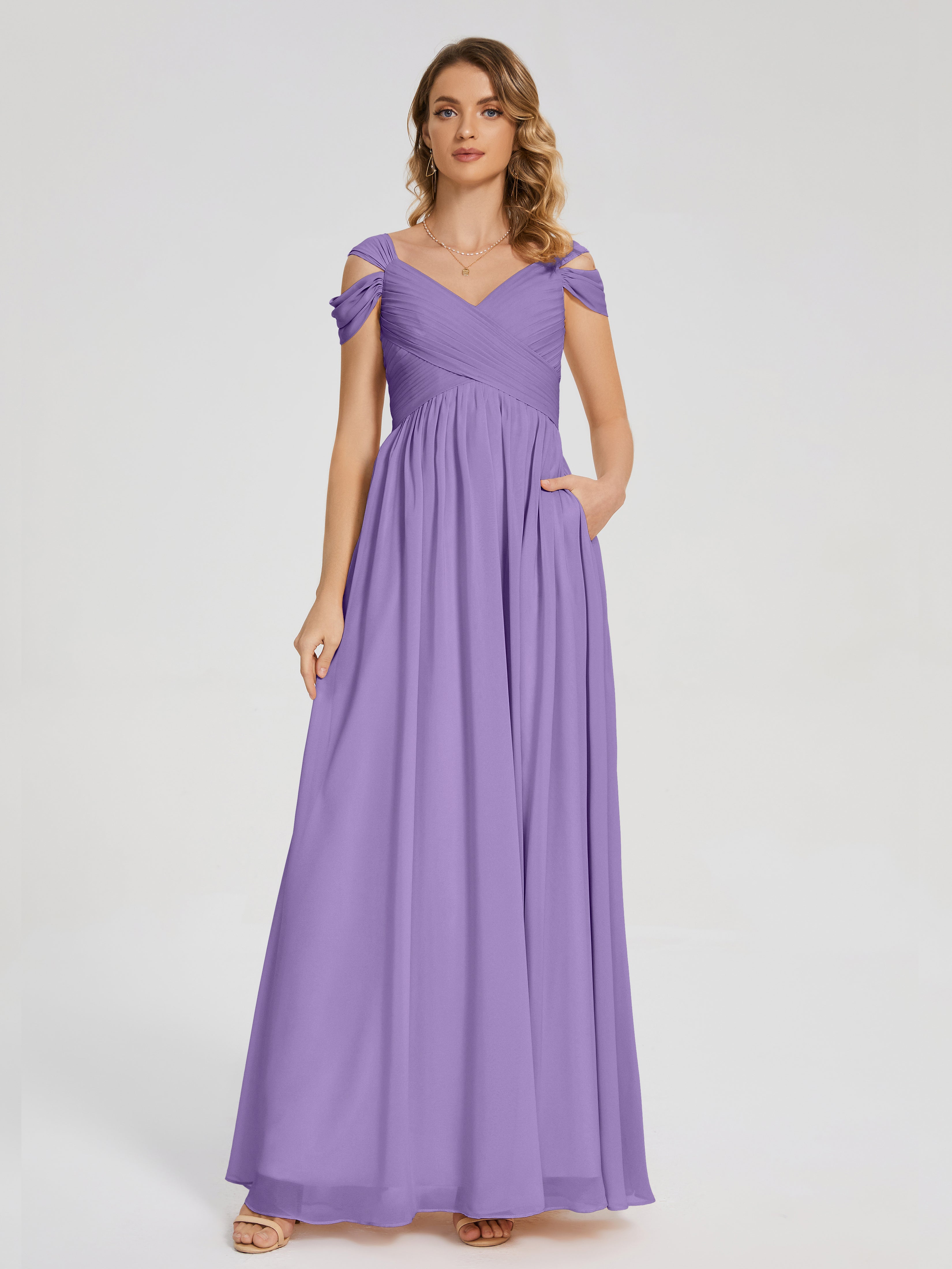 Robes De Demoiselle D'Honneur Tahiti Fendue Col V Dos En V Mousseline Robes Demoiselle D'Honneur