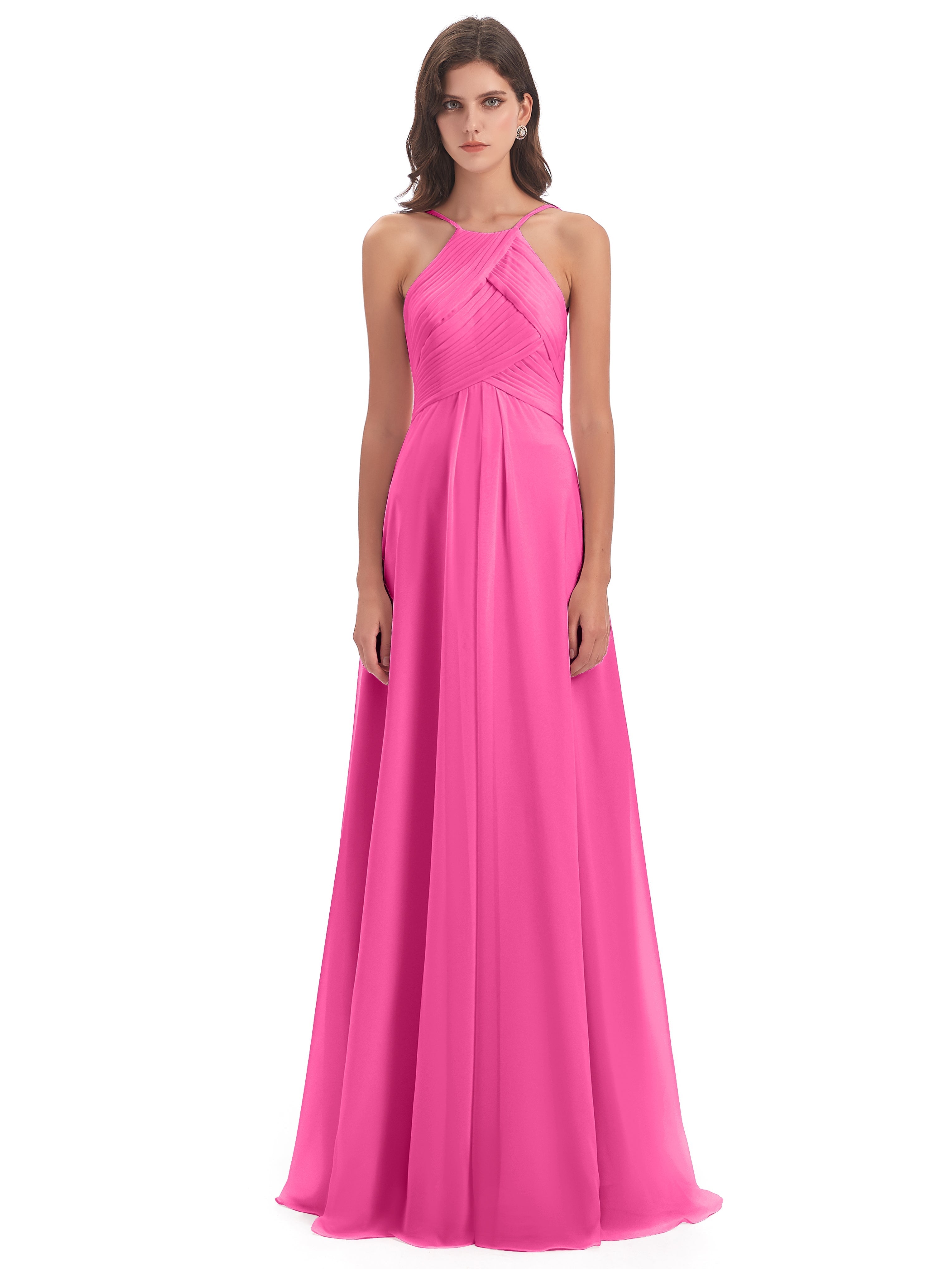 Robe Demoiselle D Honneur Azalée Licou Dos Ouvert Mousseline Robes Demoiselle D'Honneur