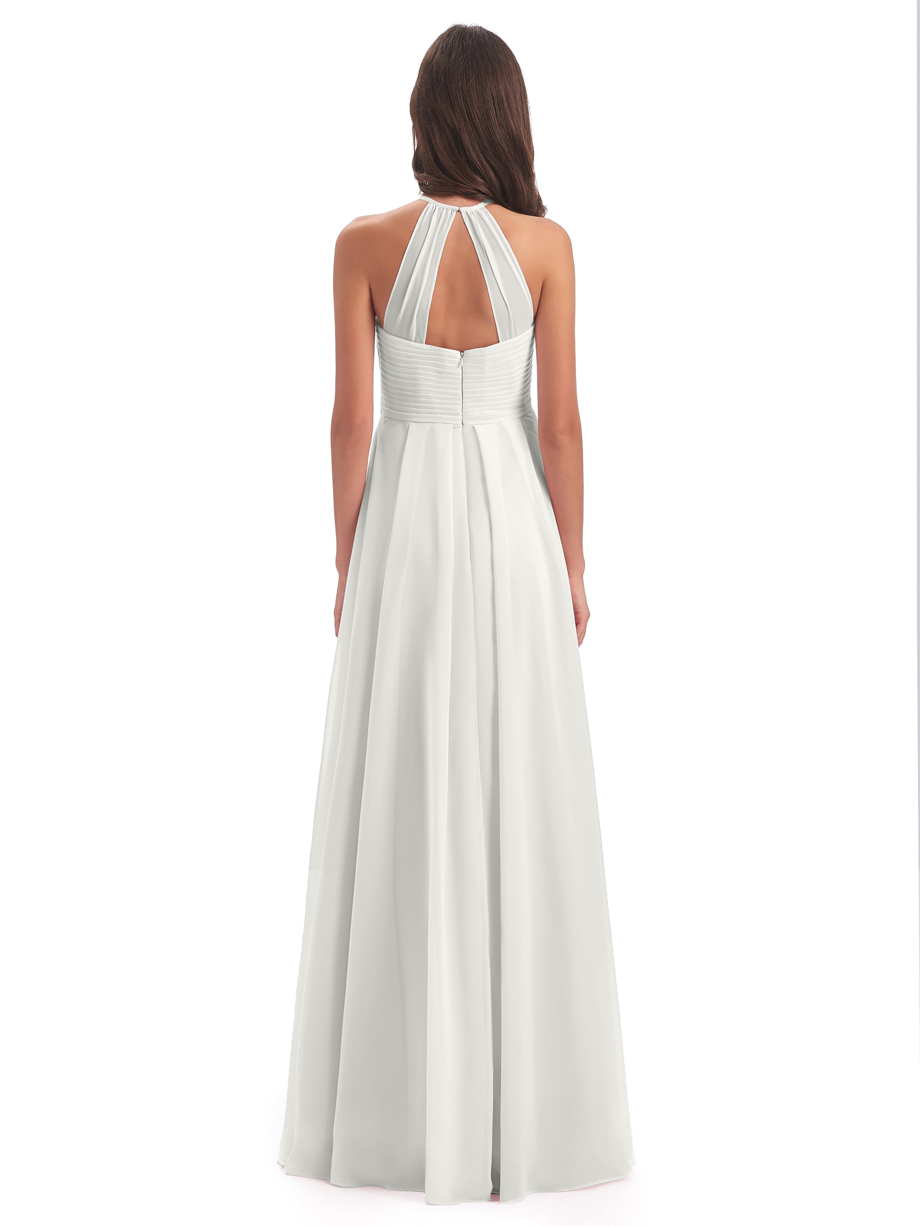 Robe Ivoire Demoiselle D Honneur Licou Dos Ouvert Mousseline Robes Demoiselle D'Honneur