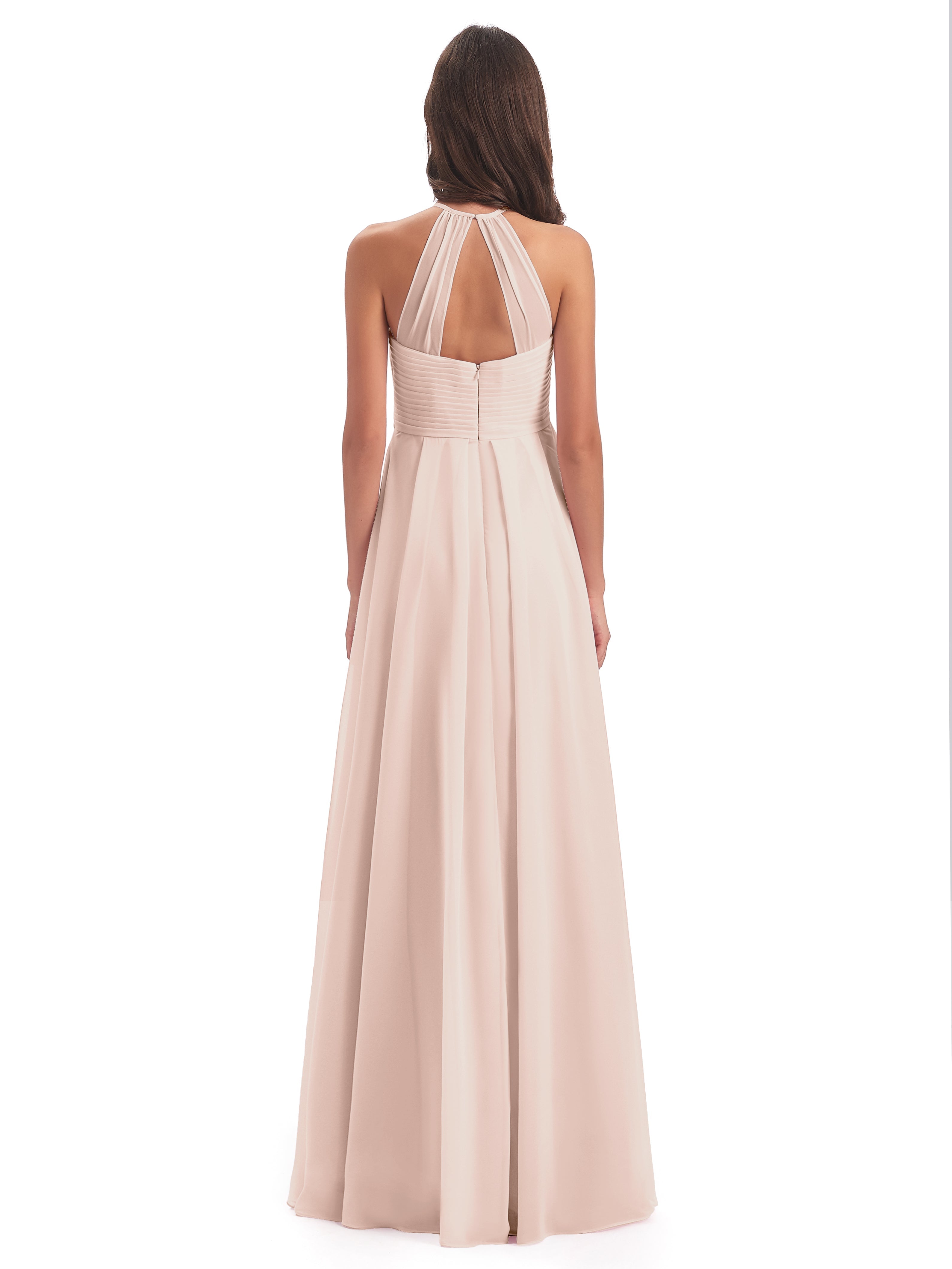 Robe De Demoiselle D'Honneur En Perles Licou Dos Ouvert Mousseline Robes Demoiselle D'Honneur