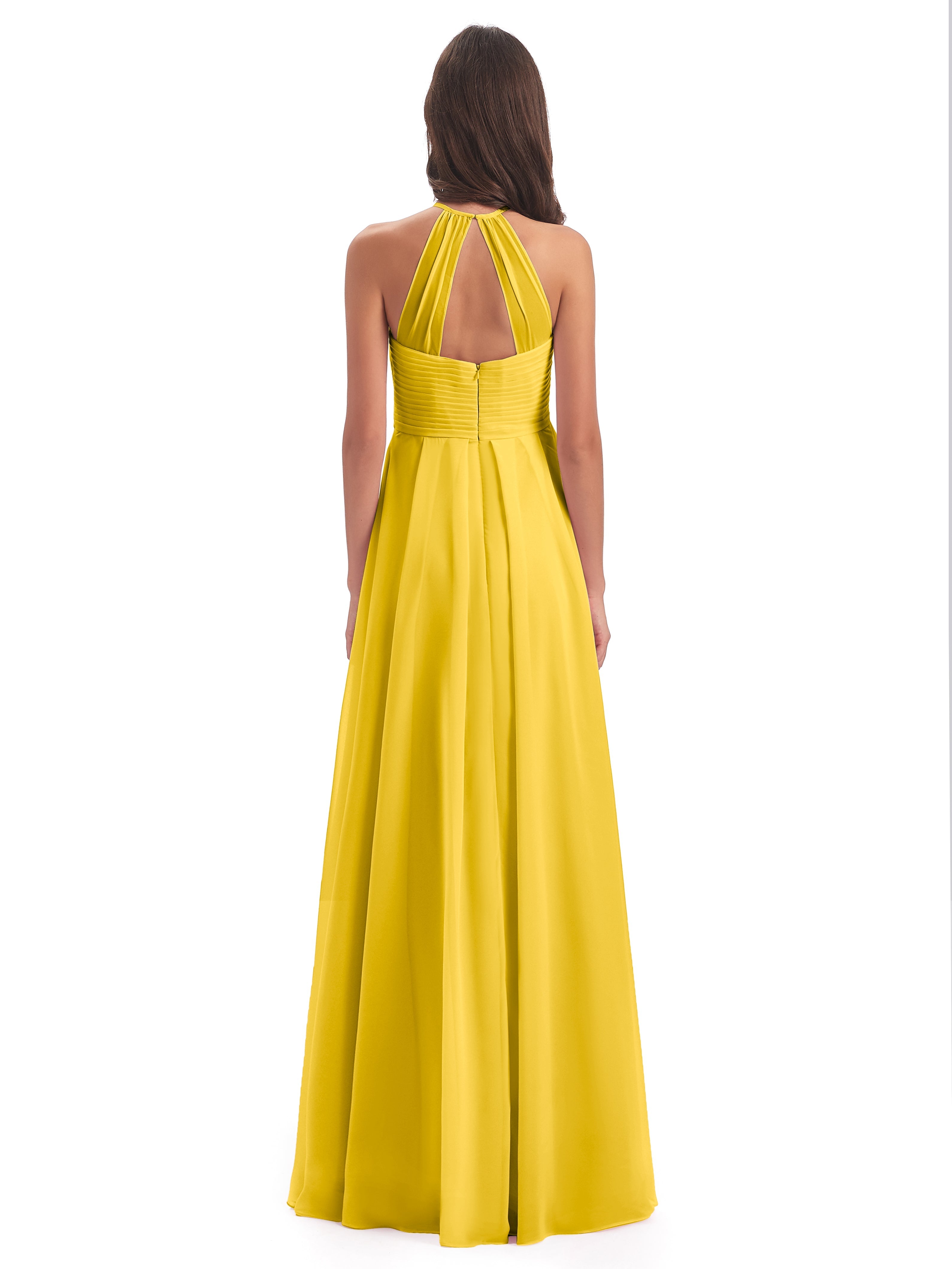 Robe De Demoiselle D'Honneur Souci Licou Dos Ouvert Mousseline Robes Demoiselle D'Honneur