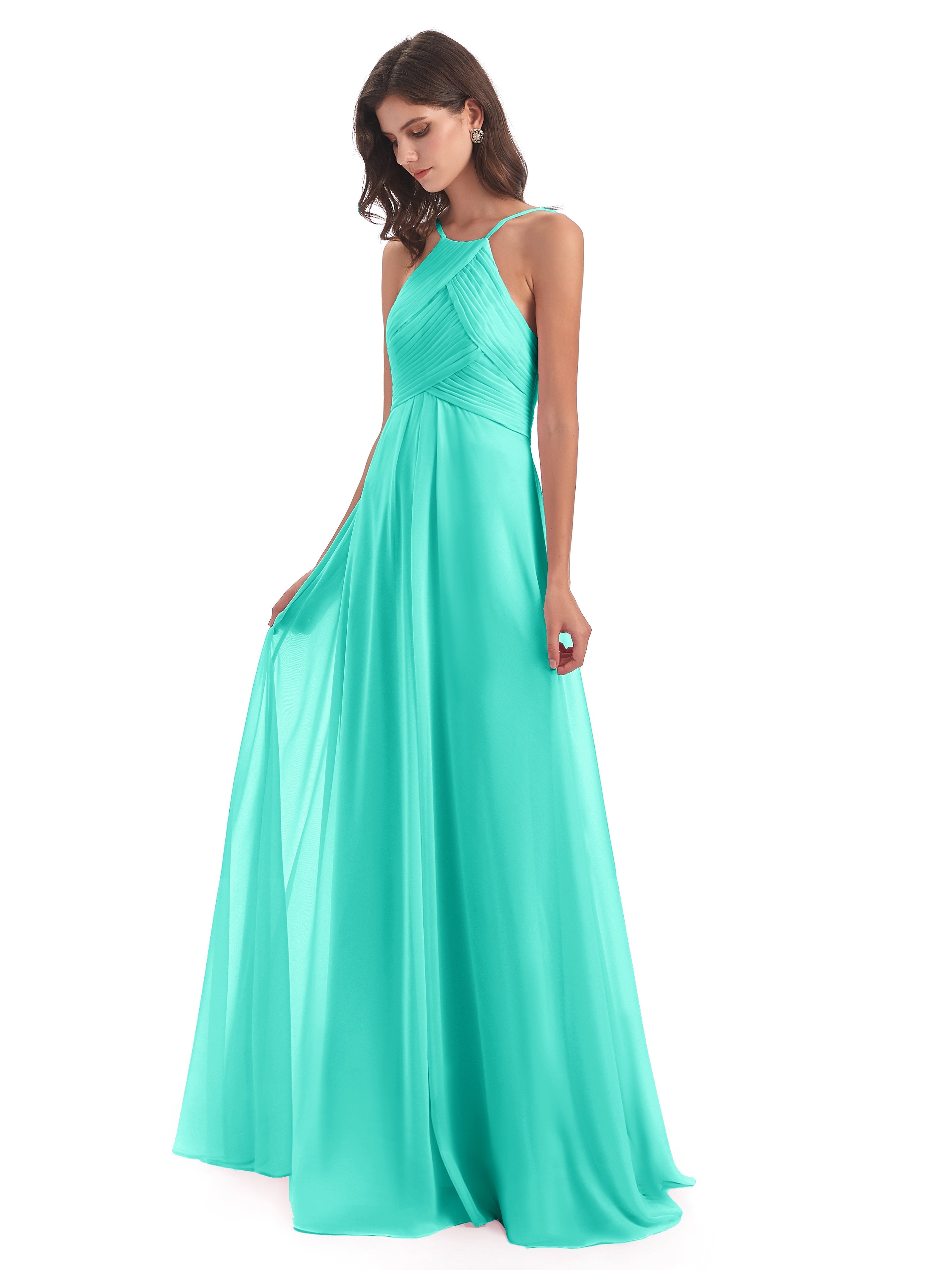 Robes De Demoiselle D'Honneur Spa Licou Dos Ouvert Mousseline Robes Demoiselle D'Honneur