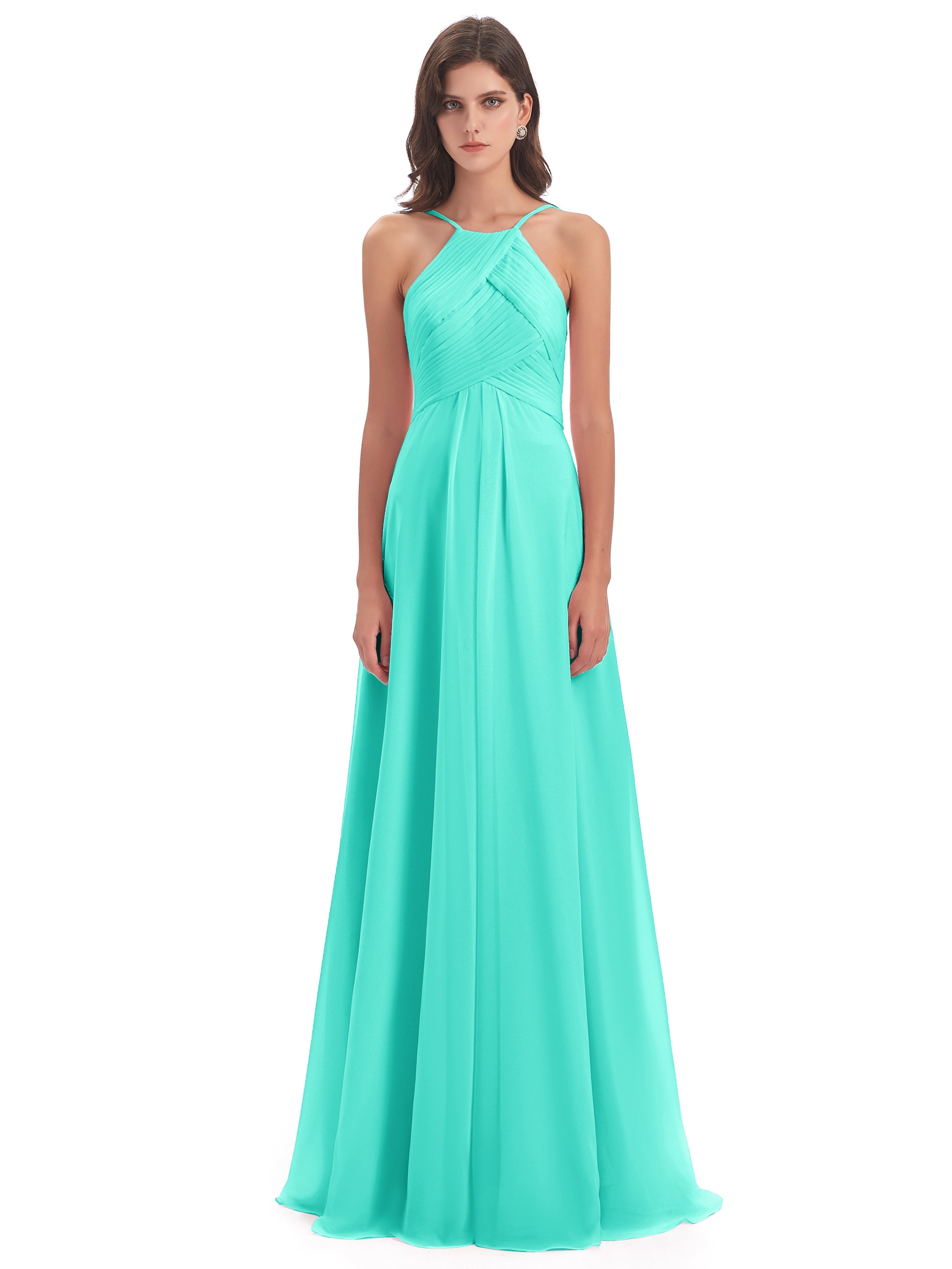 Robes De Demoiselle D'Honneur Spa Licou Dos Ouvert Mousseline Robes Demoiselle D'Honneur