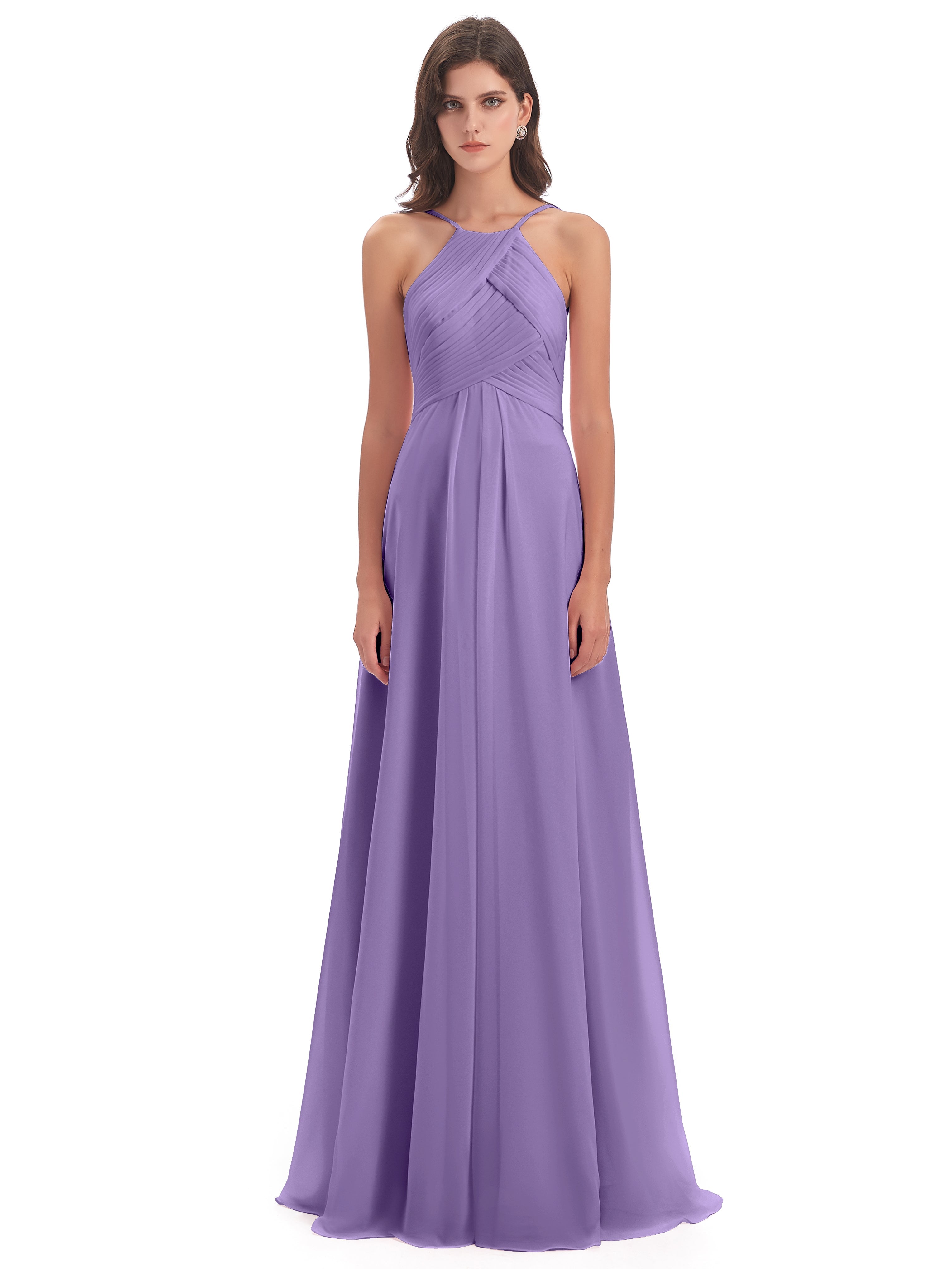 Robes De Demoiselle D'Honneur Tahiti Licou Dos Ouvert Mousseline Robes Demoiselle D'Honneur