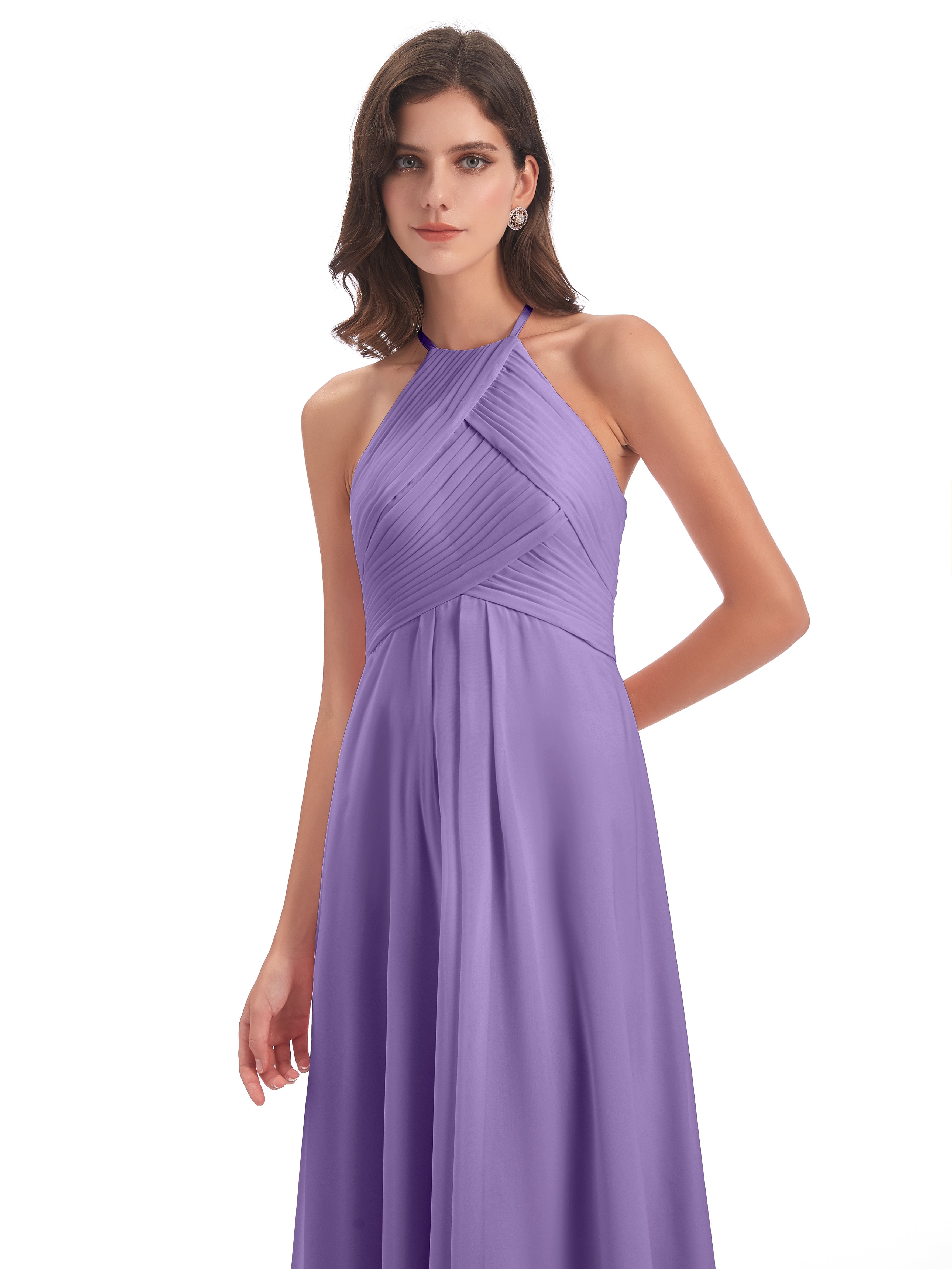 Robes De Demoiselle D'Honneur Tahiti Licou Dos Ouvert Mousseline Robes Demoiselle D'Honneur