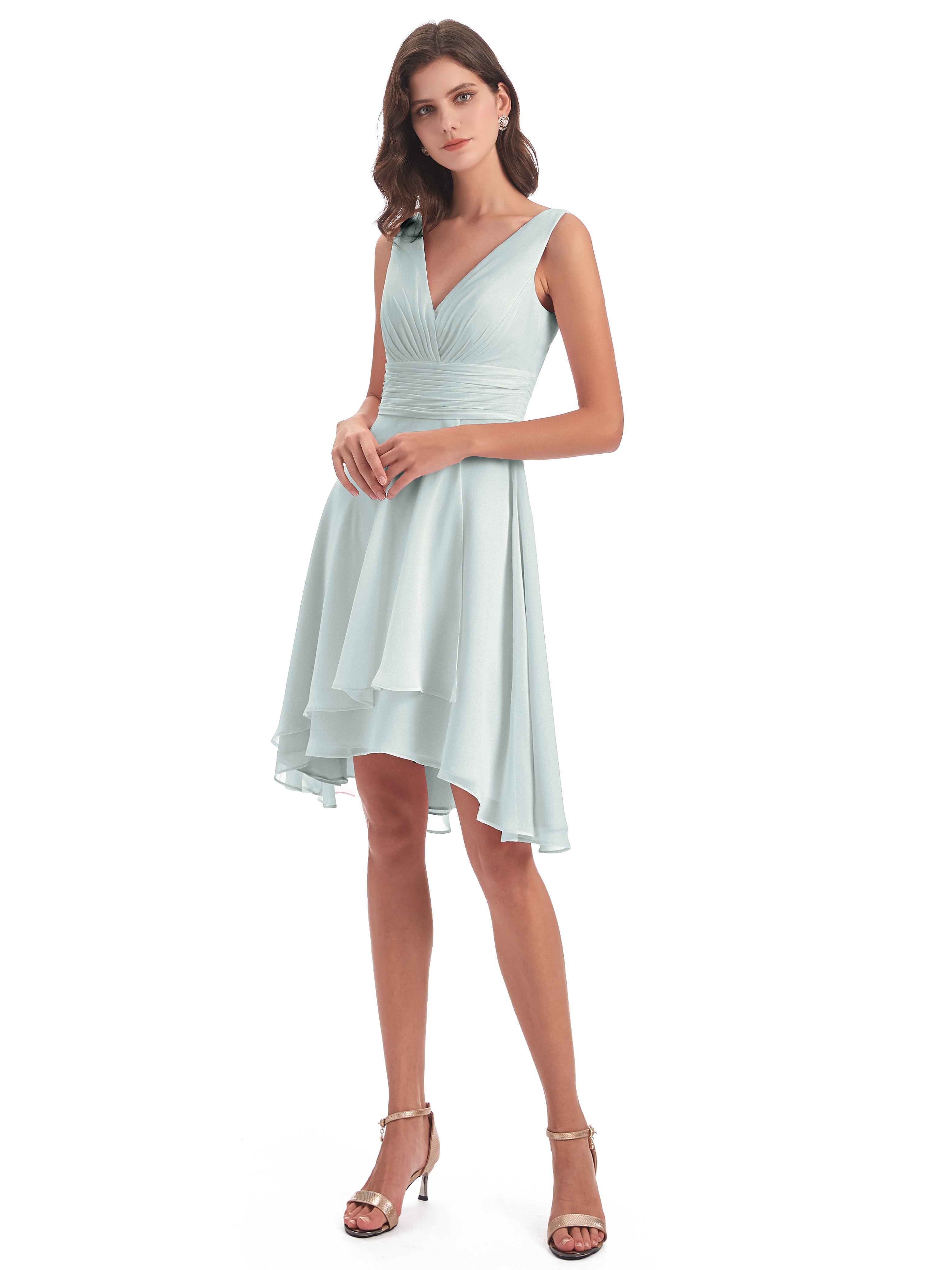 Robe Demoiselle D Honneur Celadon Haute Basse Col V Robes Demoiselle D'Honneur