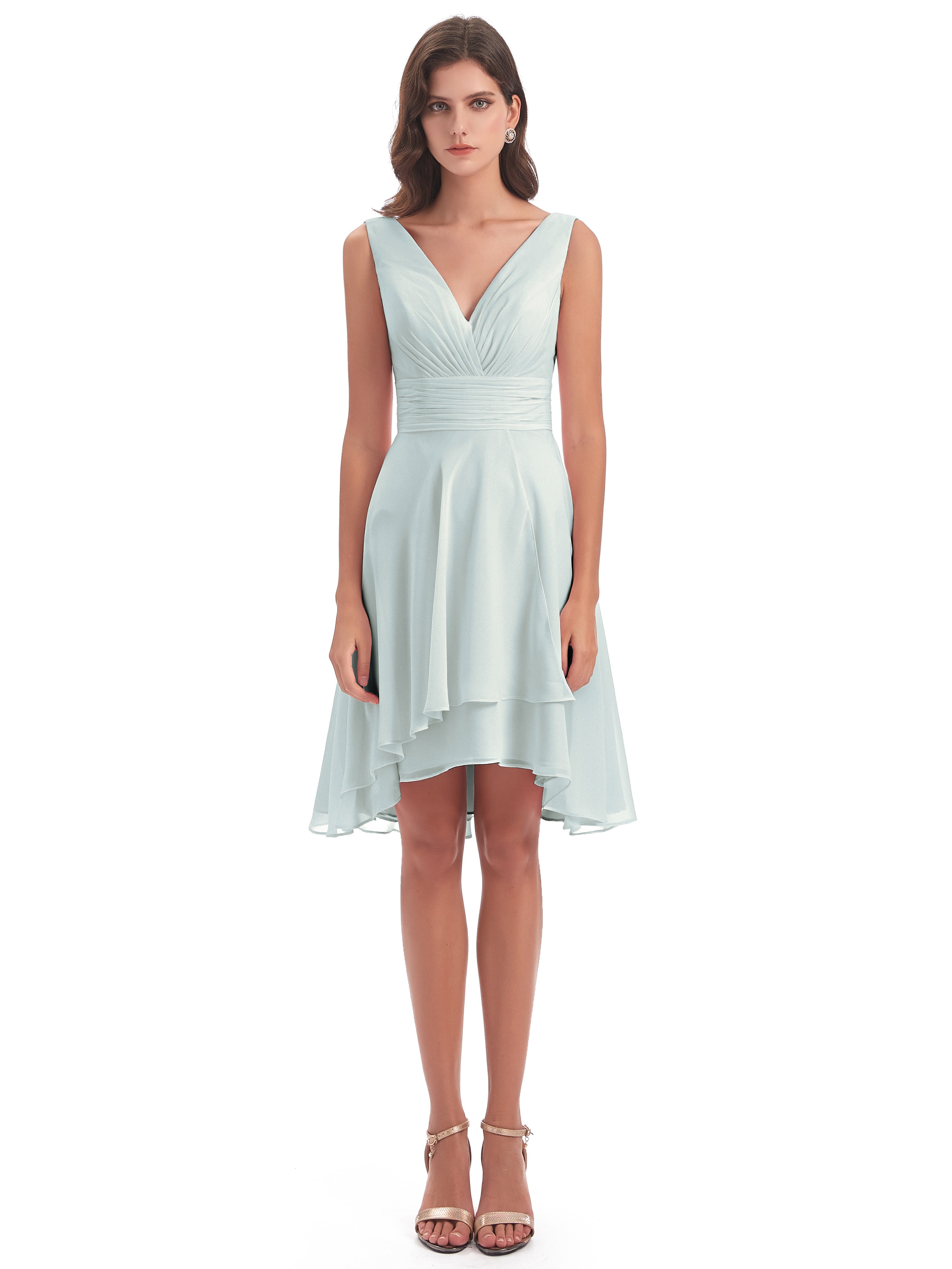Robe Demoiselle D Honneur Celadon Haute Basse Col V Robes Demoiselle D'Honneur