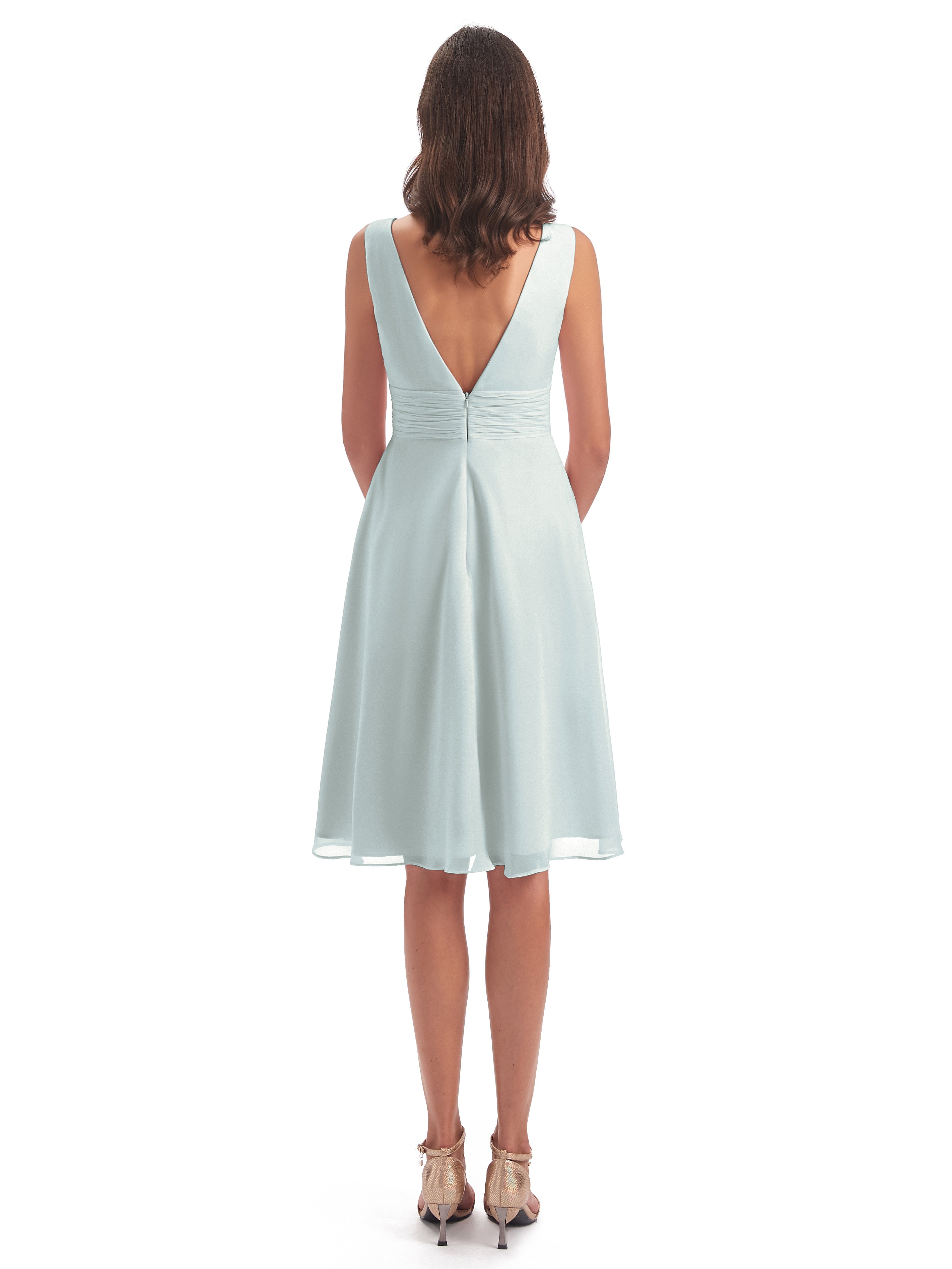 Robe Demoiselle D Honneur Celadon Haute Basse Col V Robes Demoiselle D'Honneur