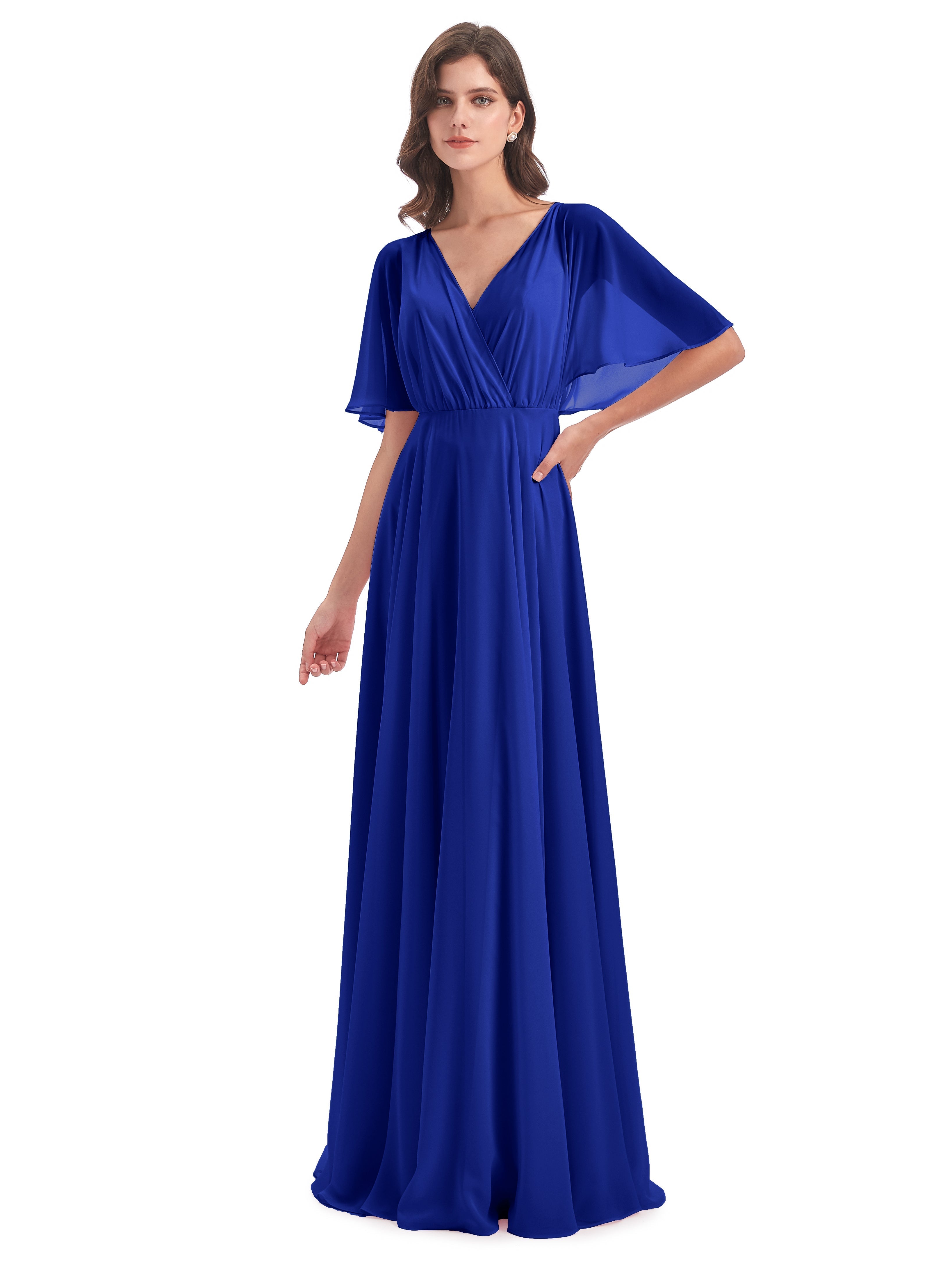 Demoiselle D Honneur Bleu Roi Trapèze Dos En V Robes Demoiselle D'Honneur