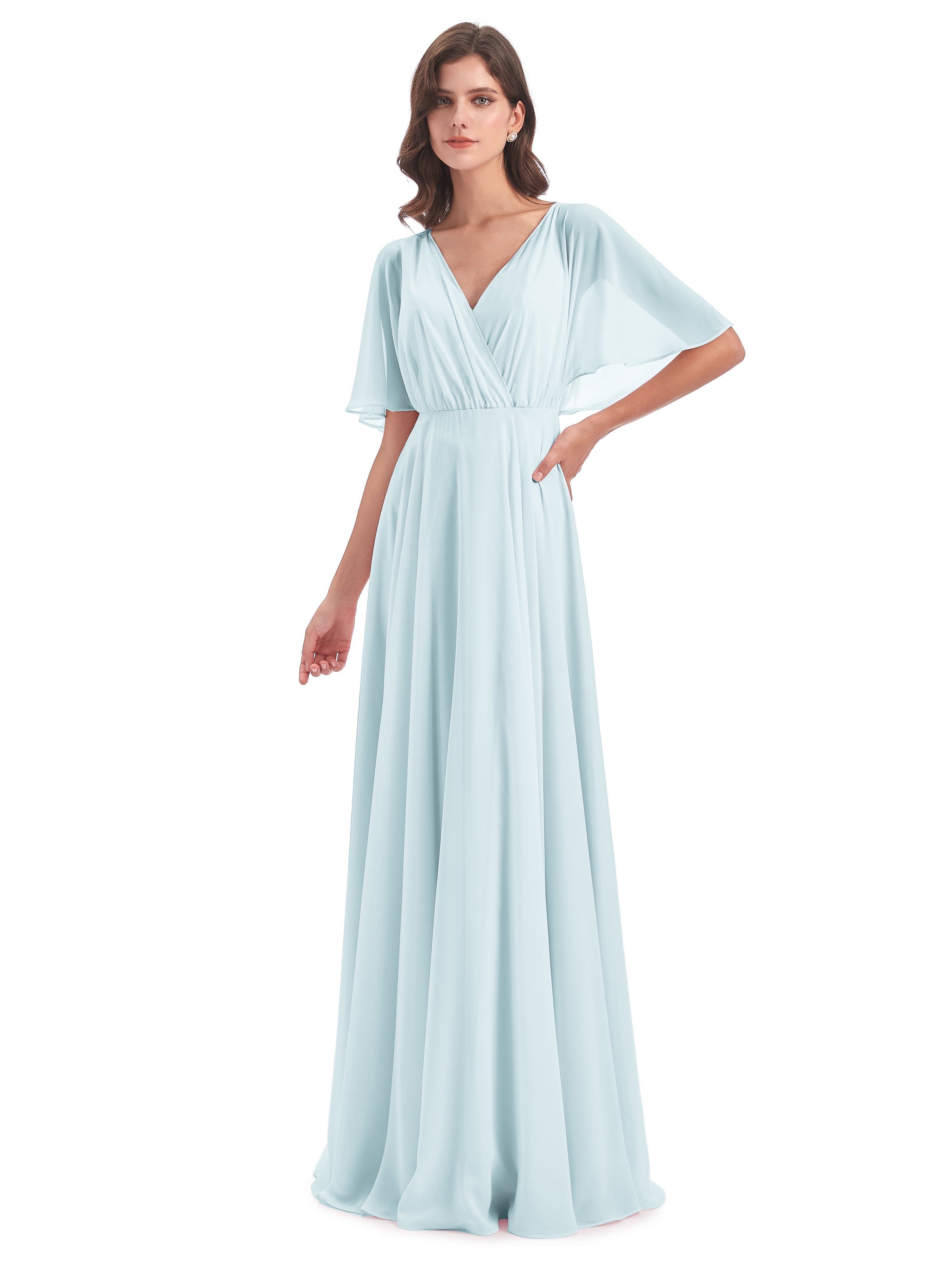 Robe De Demoiselle D'Honneur Brume Trapèze Dos En V Robes Demoiselle D'Honneur